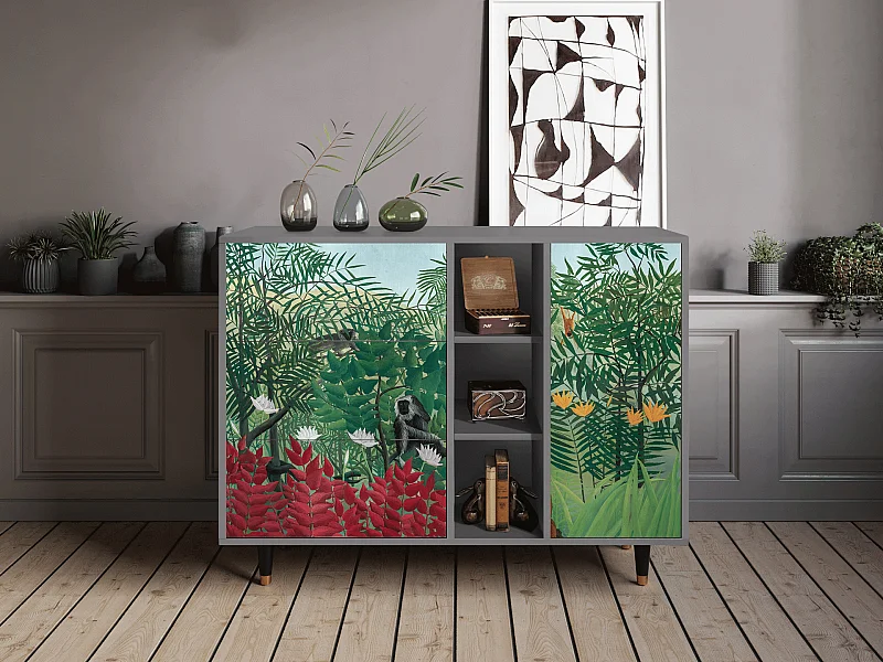 Kredens - 125x98x48 cm - BS2 - Jungles in Paris, Szary