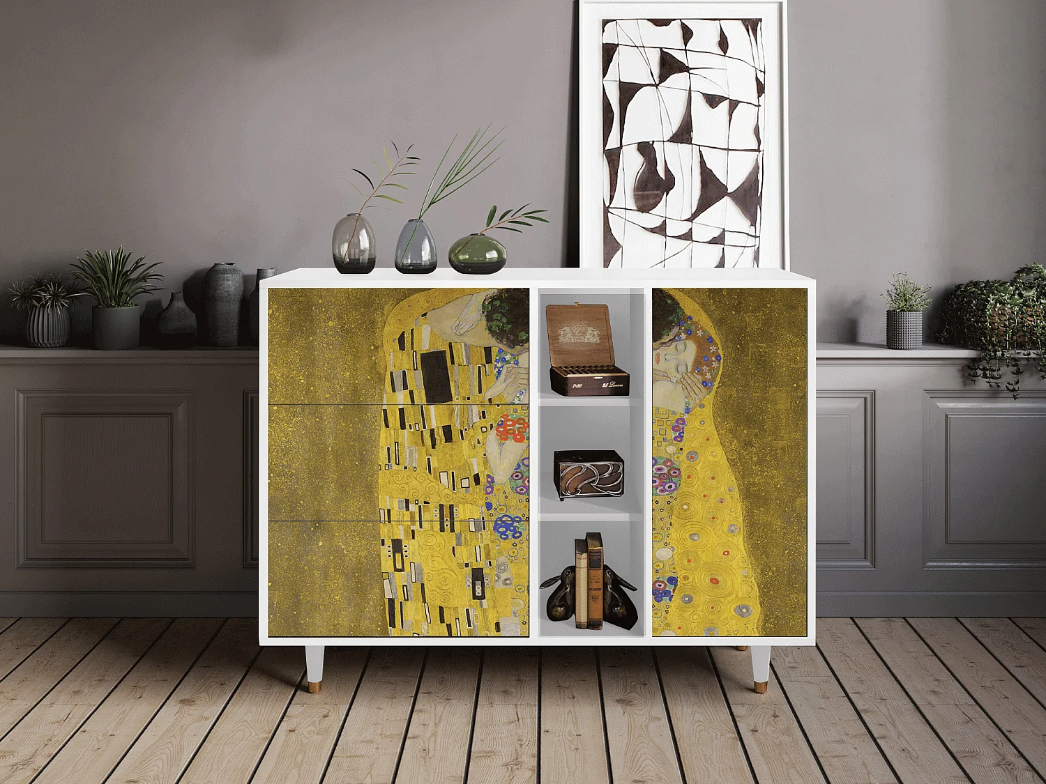 Dressoir - 125x98x48 cm - BS2 - The Kiss by Klimt , Wit