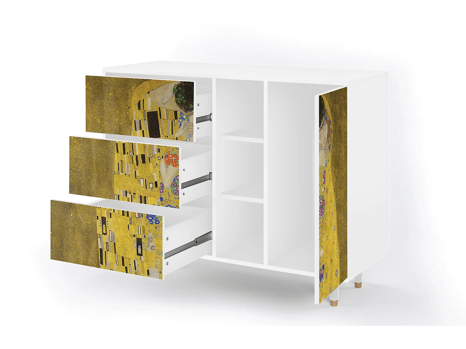 Credenza - 125x98x48 cm - BS2 - The Kiss by Klimt , Bianco