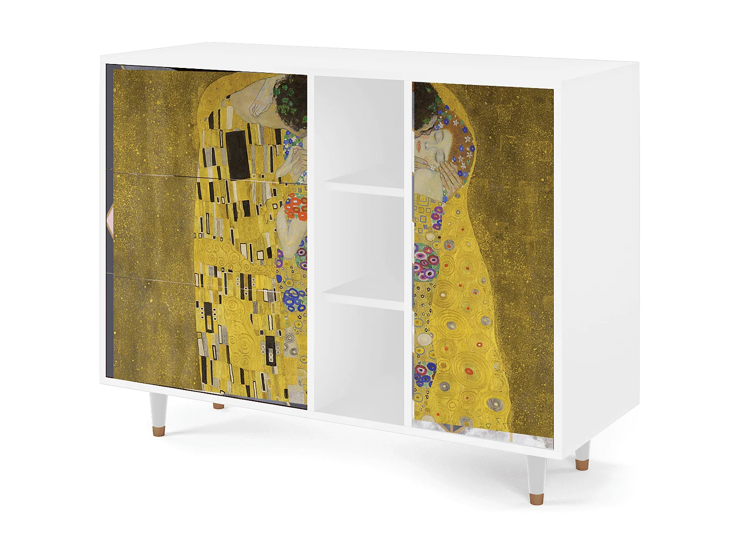 Kredens - 125x98x48 cm - BS2 - The Kiss by Klimt , Biały