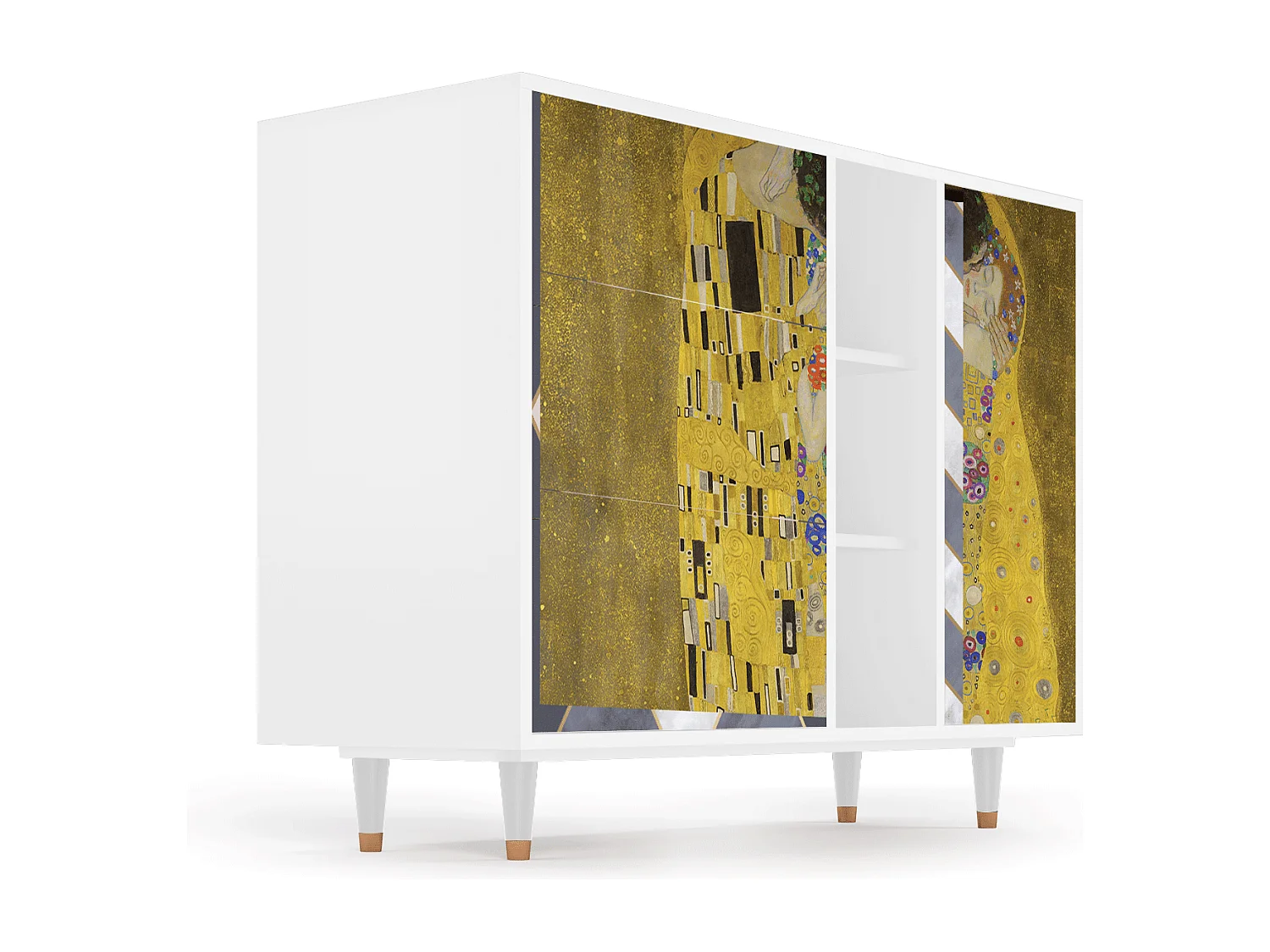 Kredens - 125x98x48 cm - BS2 - The Kiss by Klimt , Biały