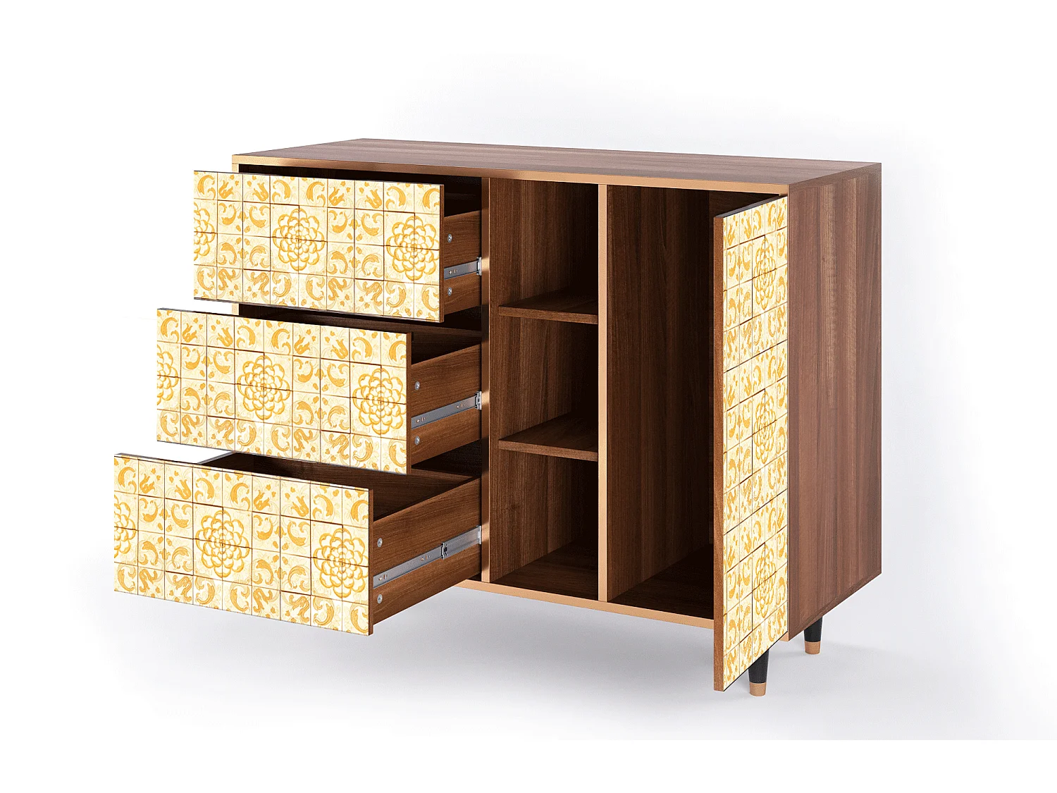 Kredens - 125x98x48 cm - BS2 - Sunshiny Tile, Orzech