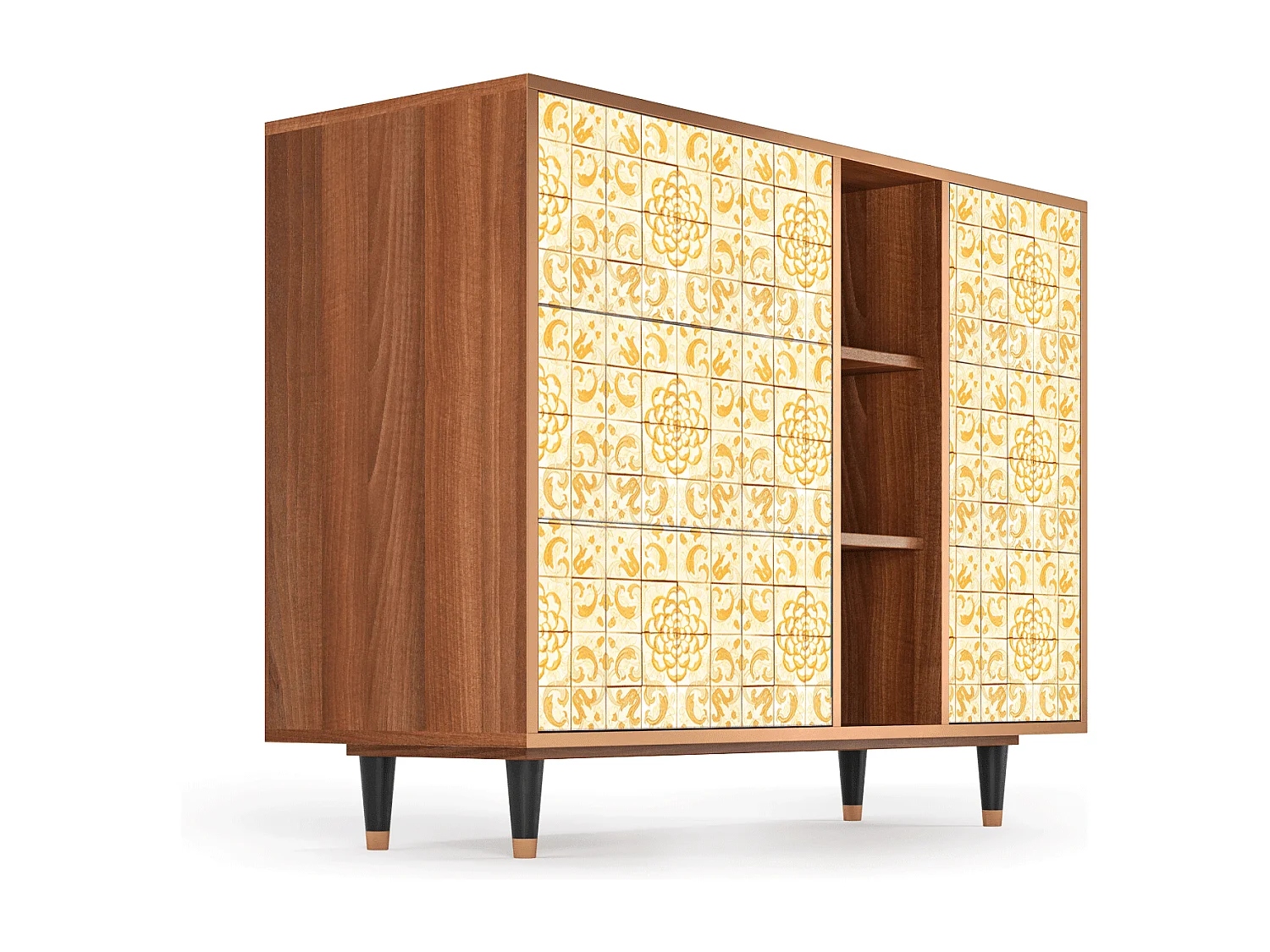 Buffet - 125x98x48 cm - BS2 - Sunshiny Tile, Noyer