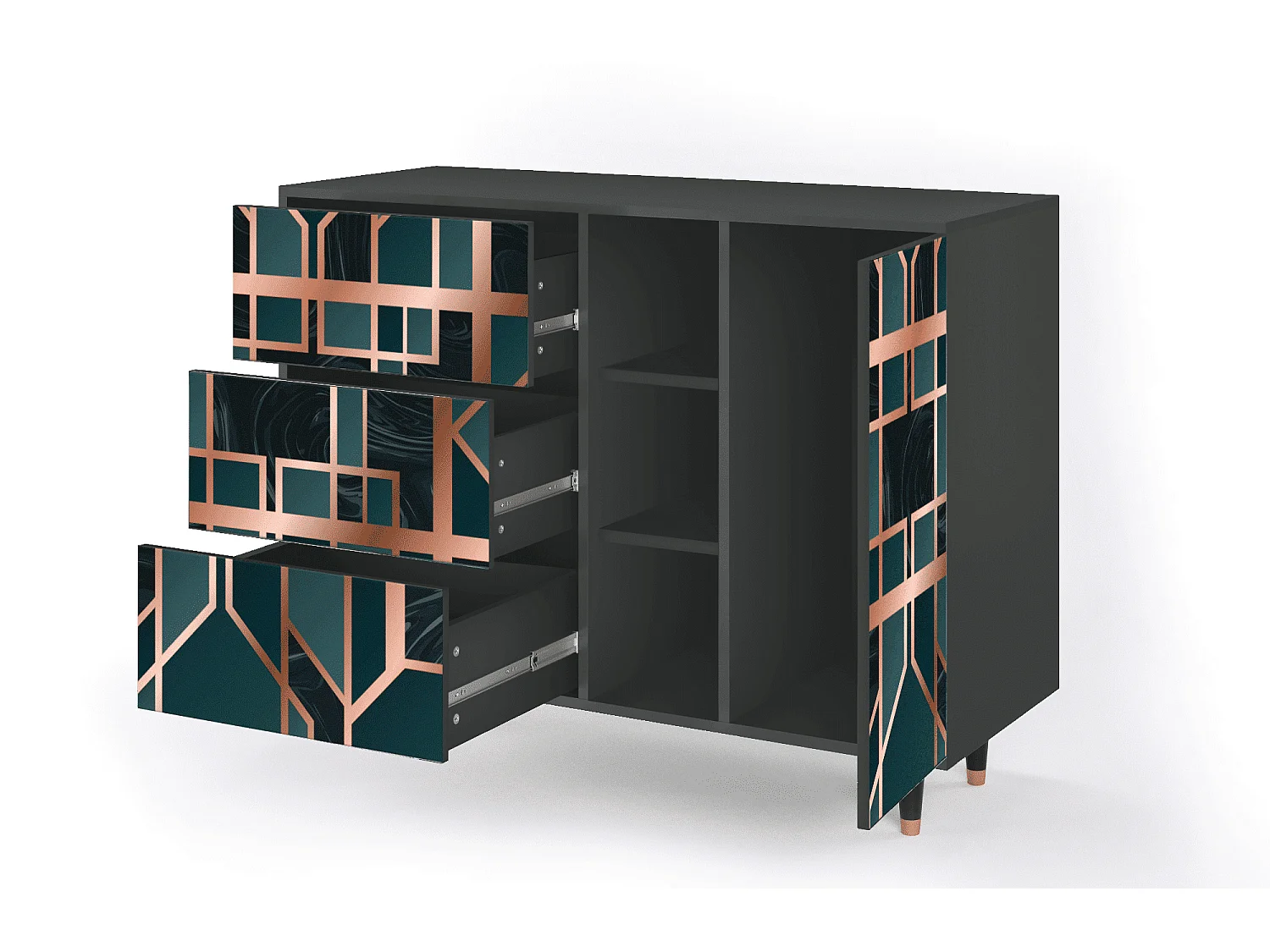 Dressoir - 125x98x48 cm - BS2 - Emerald Metro, Antraciet