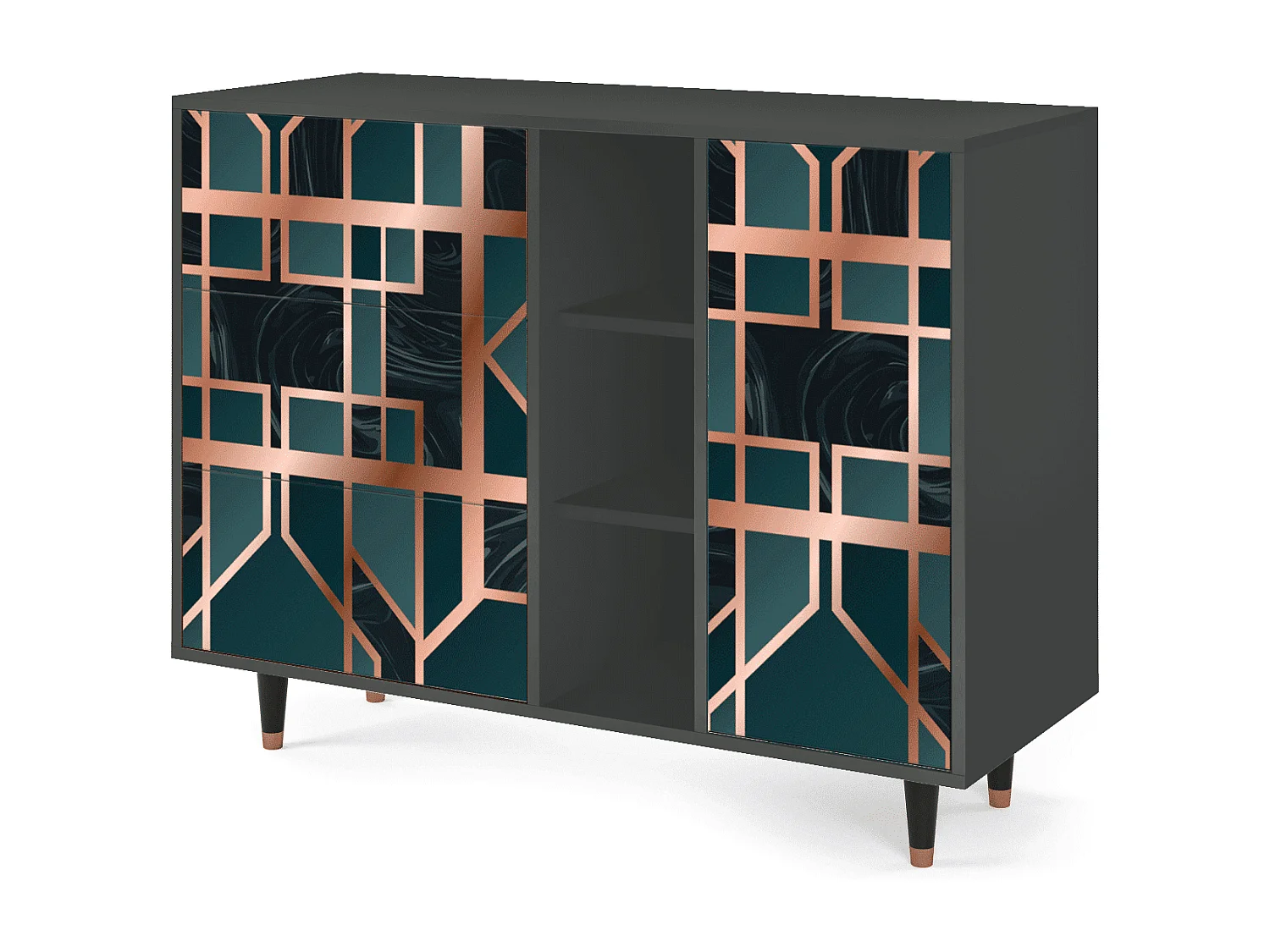 Kredens - 125x98x48 cm - BS2 - Emerald Metro, Antracyt