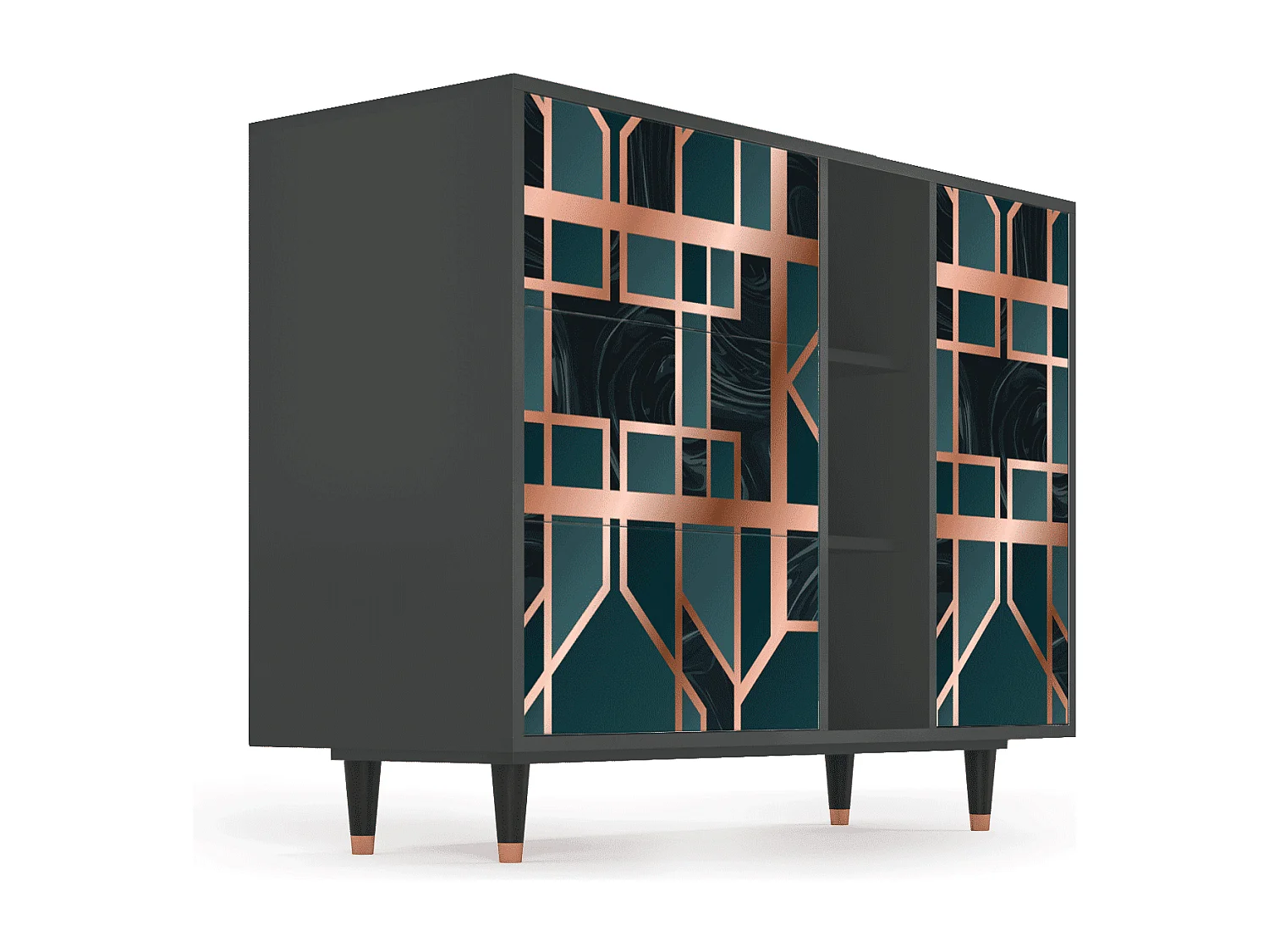 Kredens - 125x98x48 cm - BS2 - Emerald Metro, Antracyt