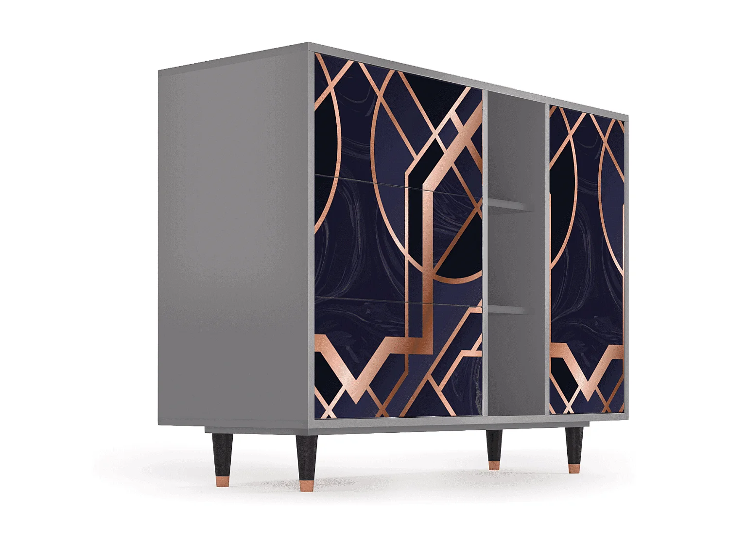 Sideboard - 125x98x48 cm - BS2 - Purple Temple, Grau