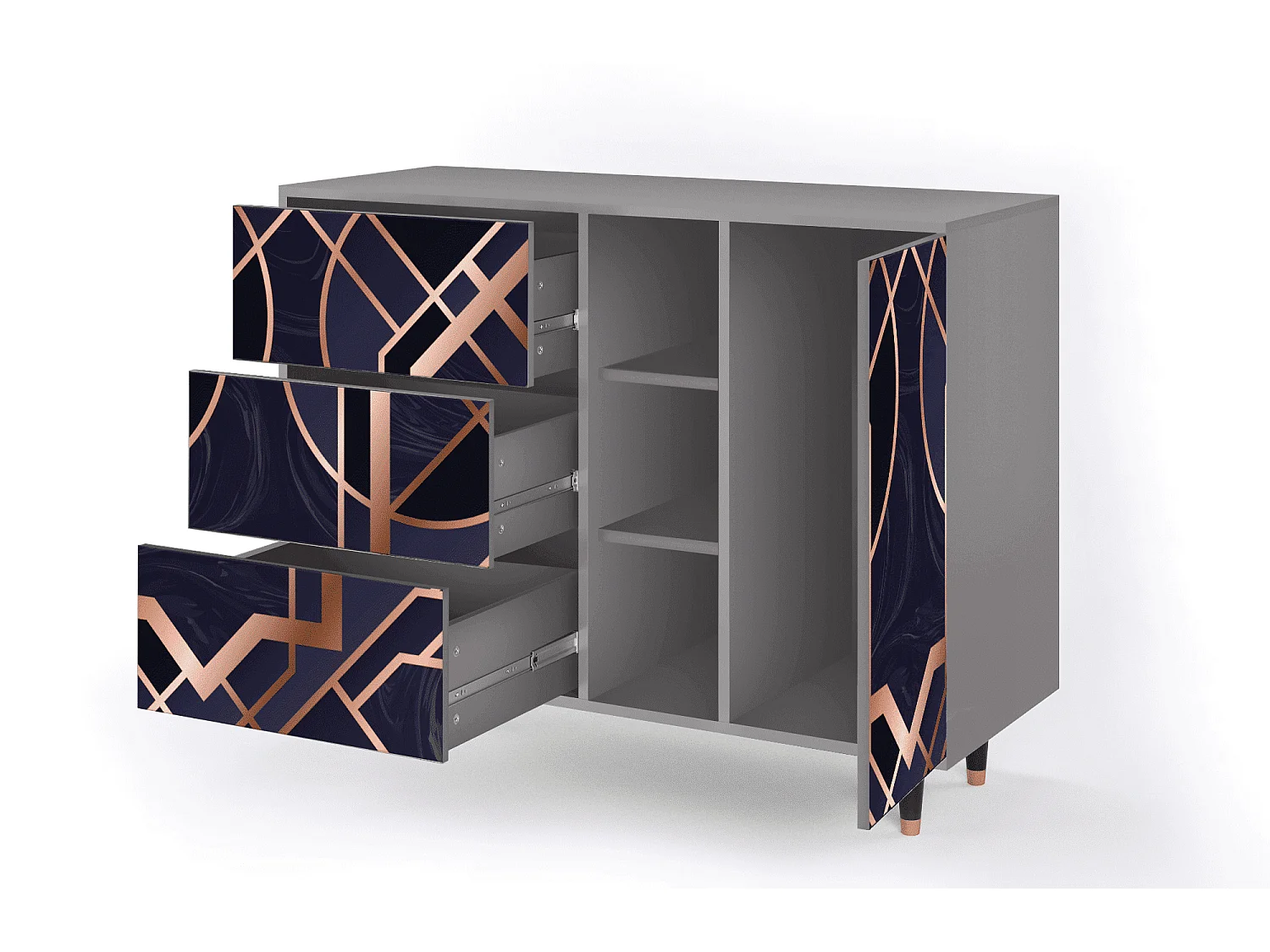 Sideboard - 125x98x48 cm - BS2 - Purple Temple, Grau