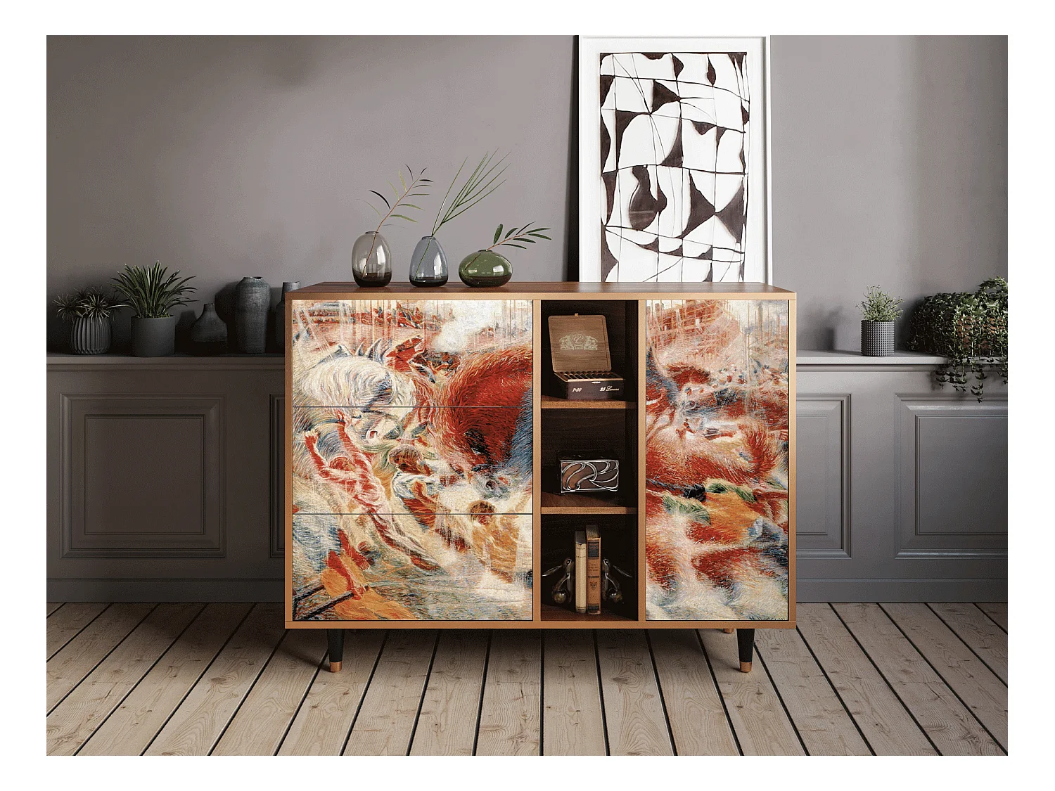 Buffet - 125x98x48 cm - BS2 - The City Rises, Noyer