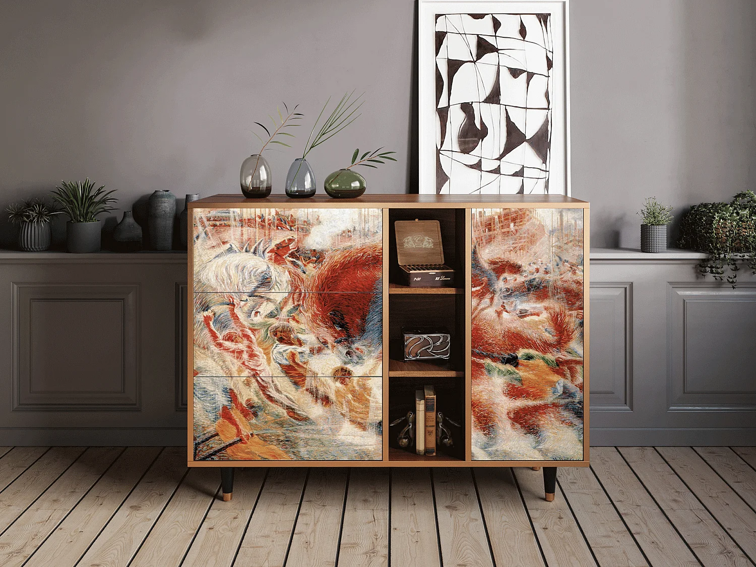 Kredens - 125x98x48 cm - BS2 - The City Rises, Orzech