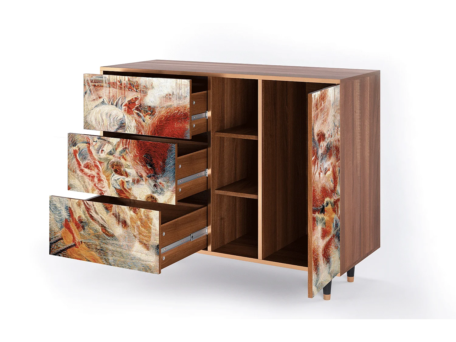 Kredens - 125x98x48 cm - BS2 - The City Rises, Orzech