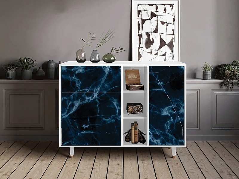 Kredens - 125x98x48 cm - BS2 - Deep Ocean, Biały