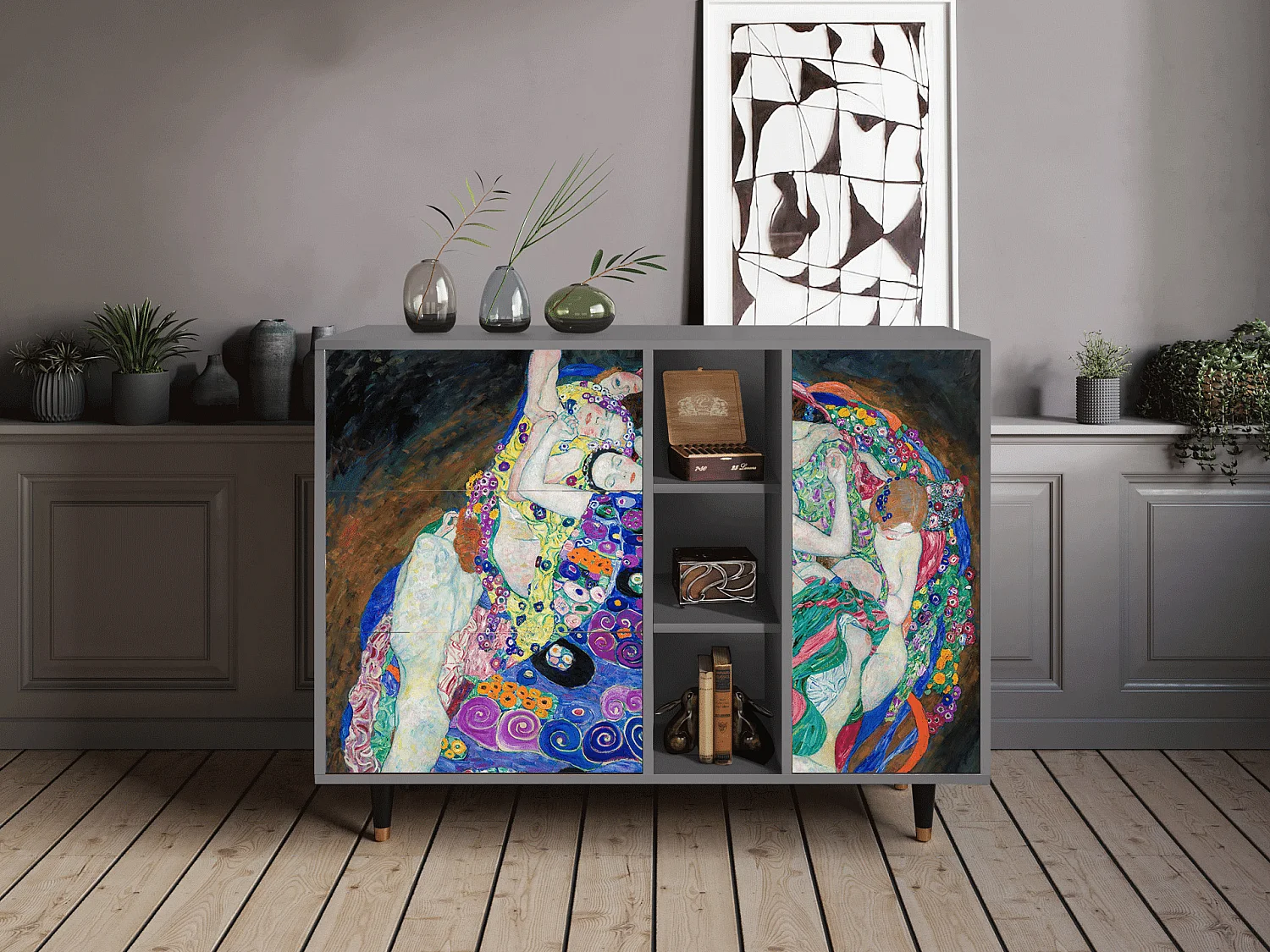 Credenza - 125x98x48 cm - BS2 - The Maiden by Klimt, Grigio