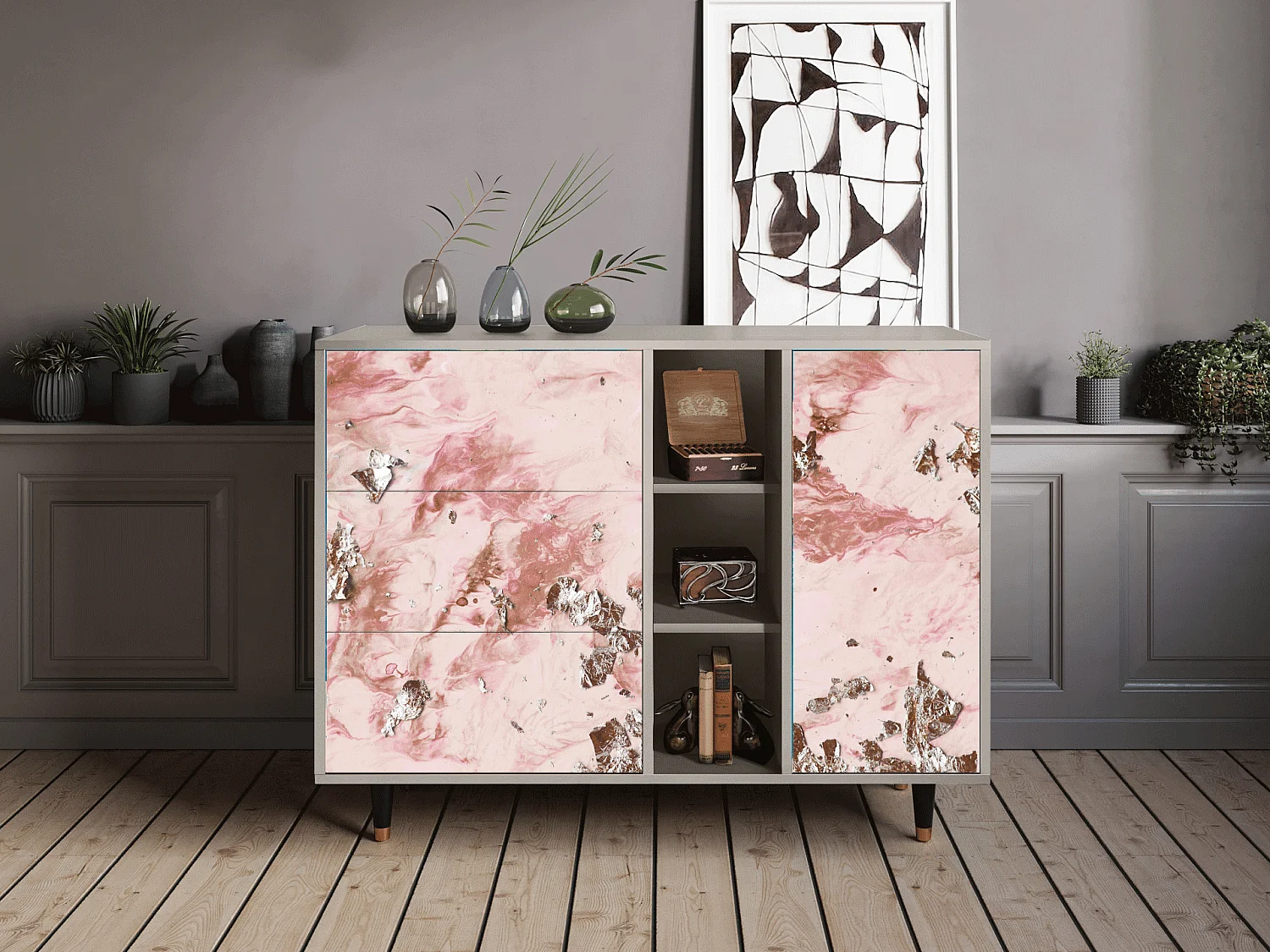 Kredens - 125x98x48 cm - BS2 - Cotton Candy, Piaskowy