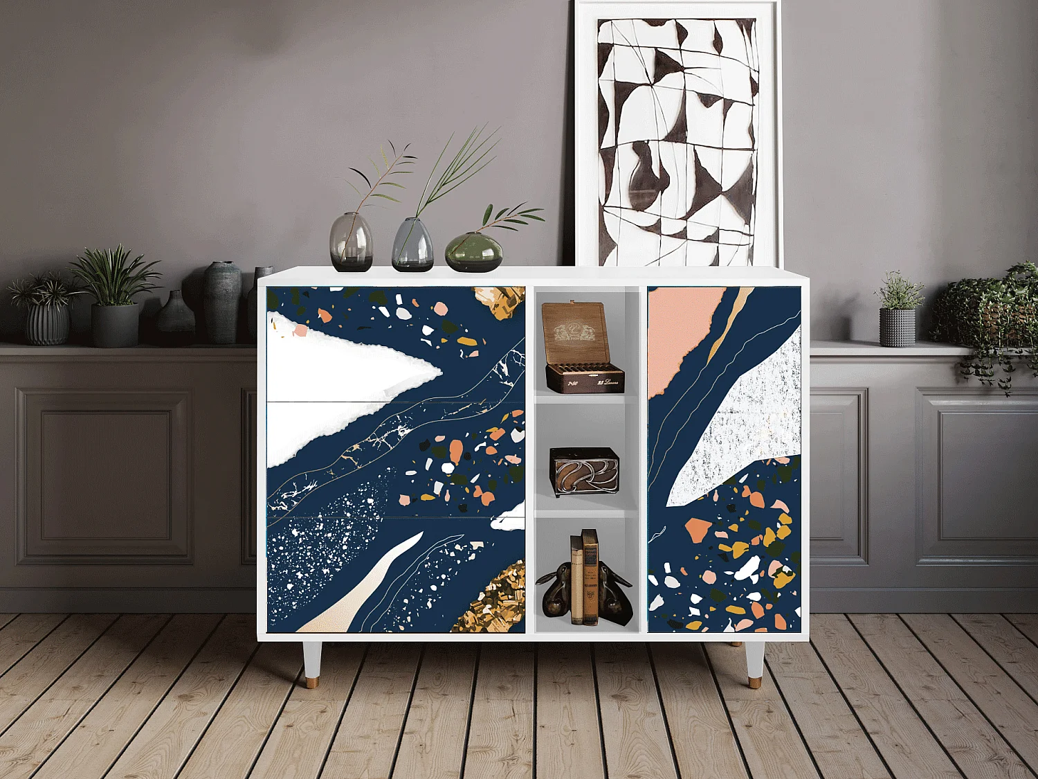 Kredens - 125x98x48 cm - BS2 - Nude Iceberg, Biały