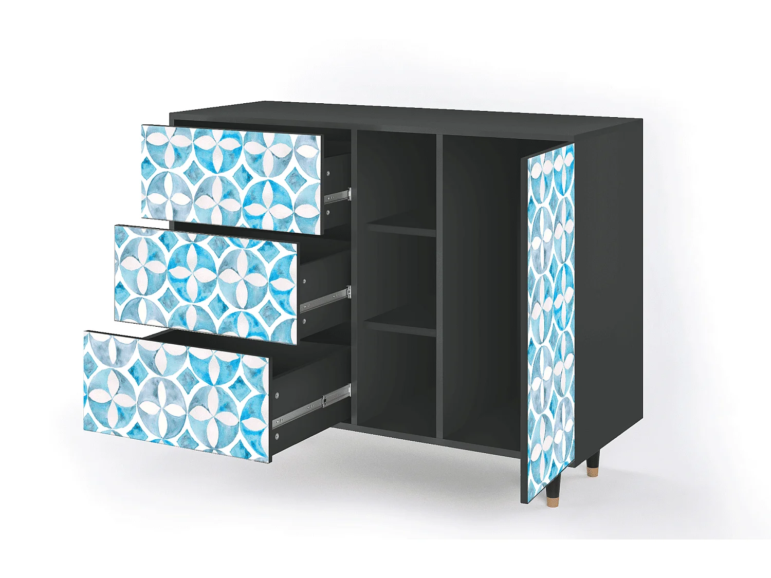 Kredens - 125x98x48 cm - BS2 - Porto Mood, Antracyt