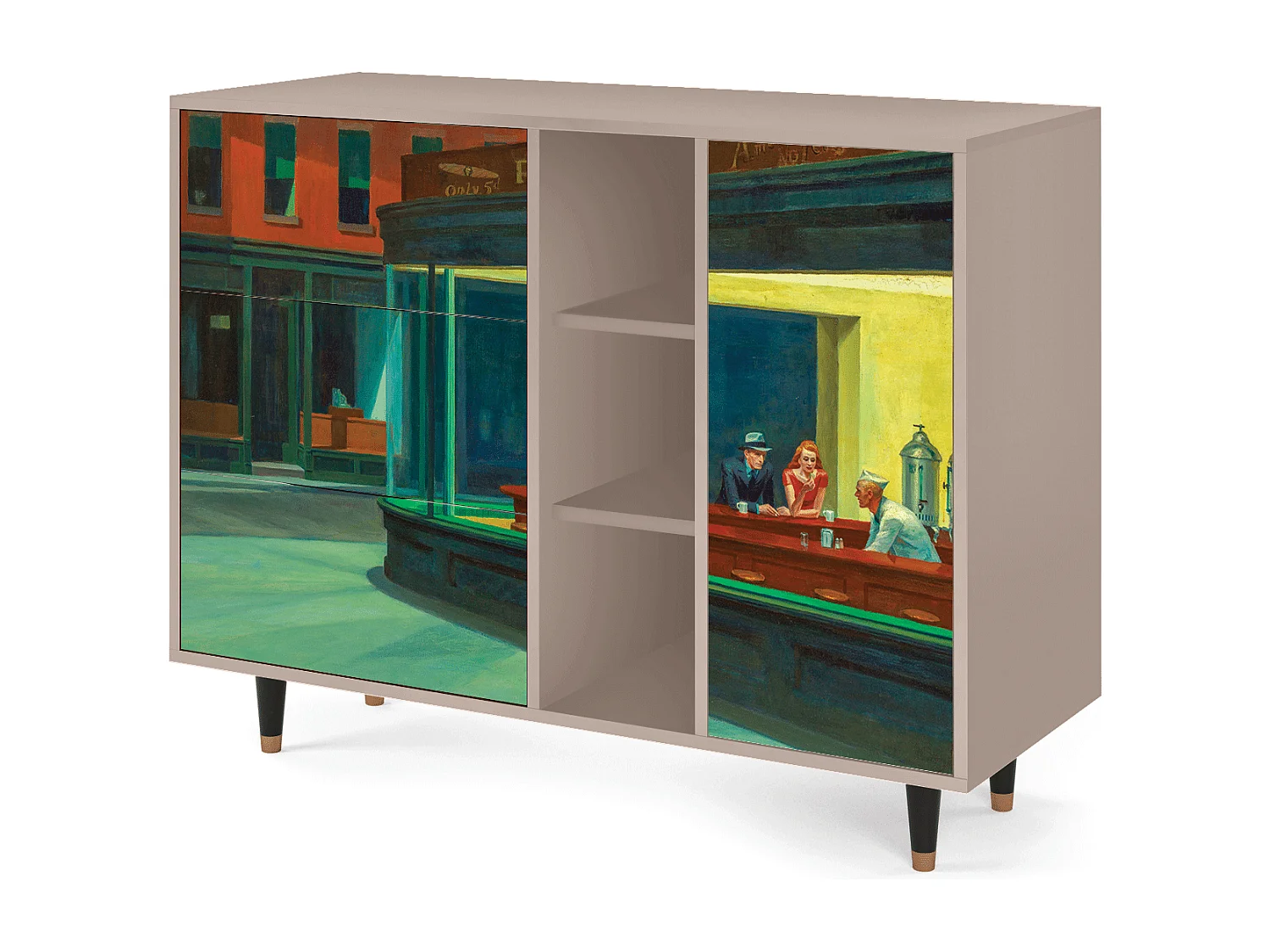 Dressoir - 125x98x48 cm - BS2 - Nighthawks by Hopper, Latte