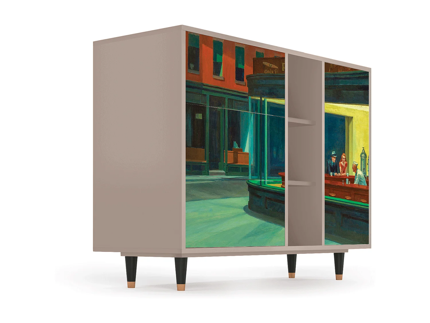 Dressoir - 125x98x48 cm - BS2 - Nighthawks by Hopper, Latte