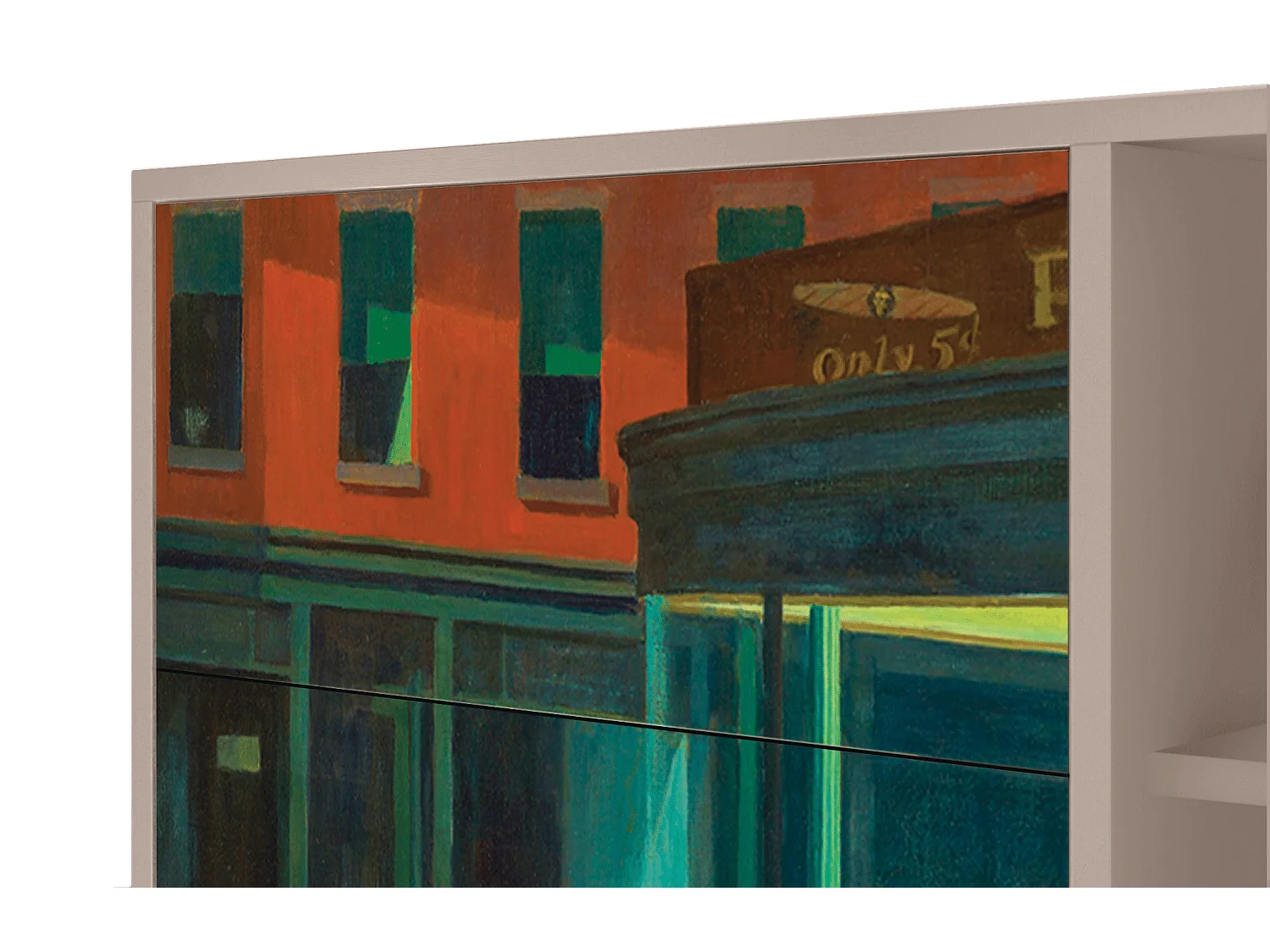 Dressoir - 125x98x48 cm - BS2 - Nighthawks by Hopper, Latte