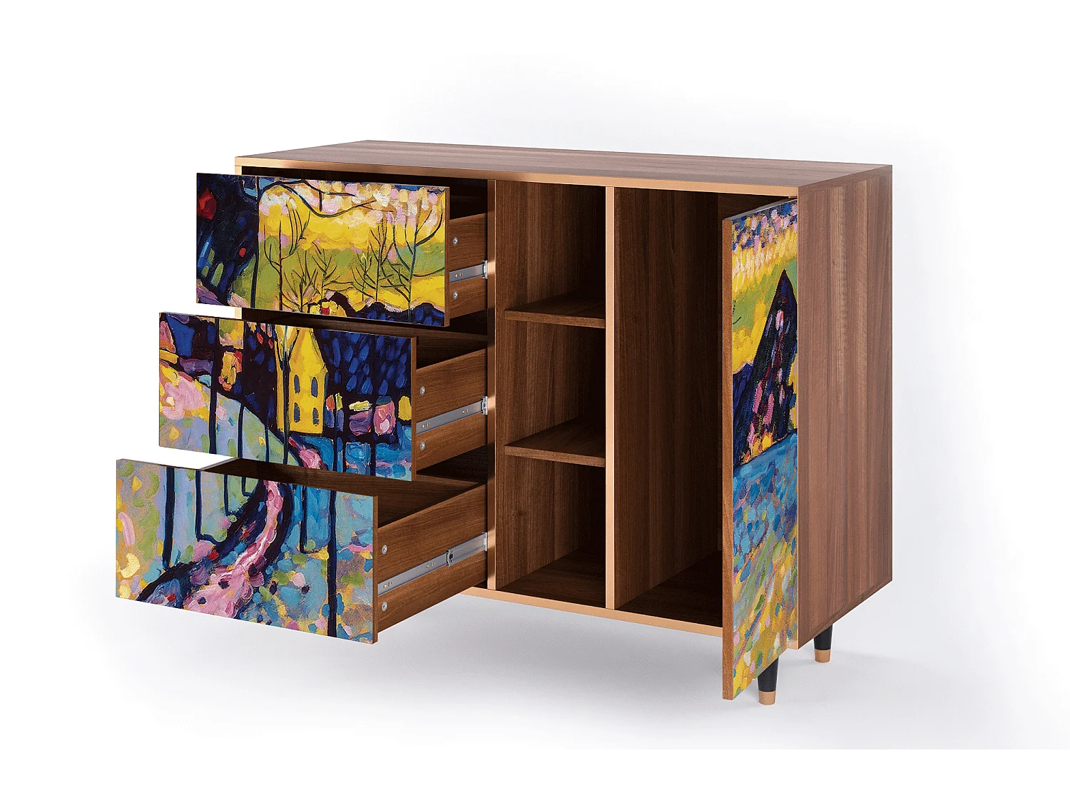 Dressoir - 125x98x48 cm - BS2 - Winter Landscape, Walnoot