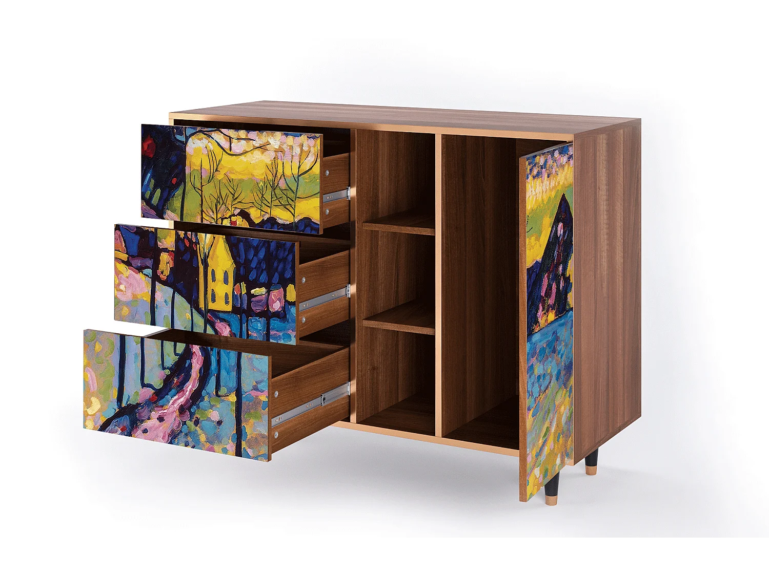Buffet - 125x98x48 cm - BS2 - Winter Landscape, Noyer