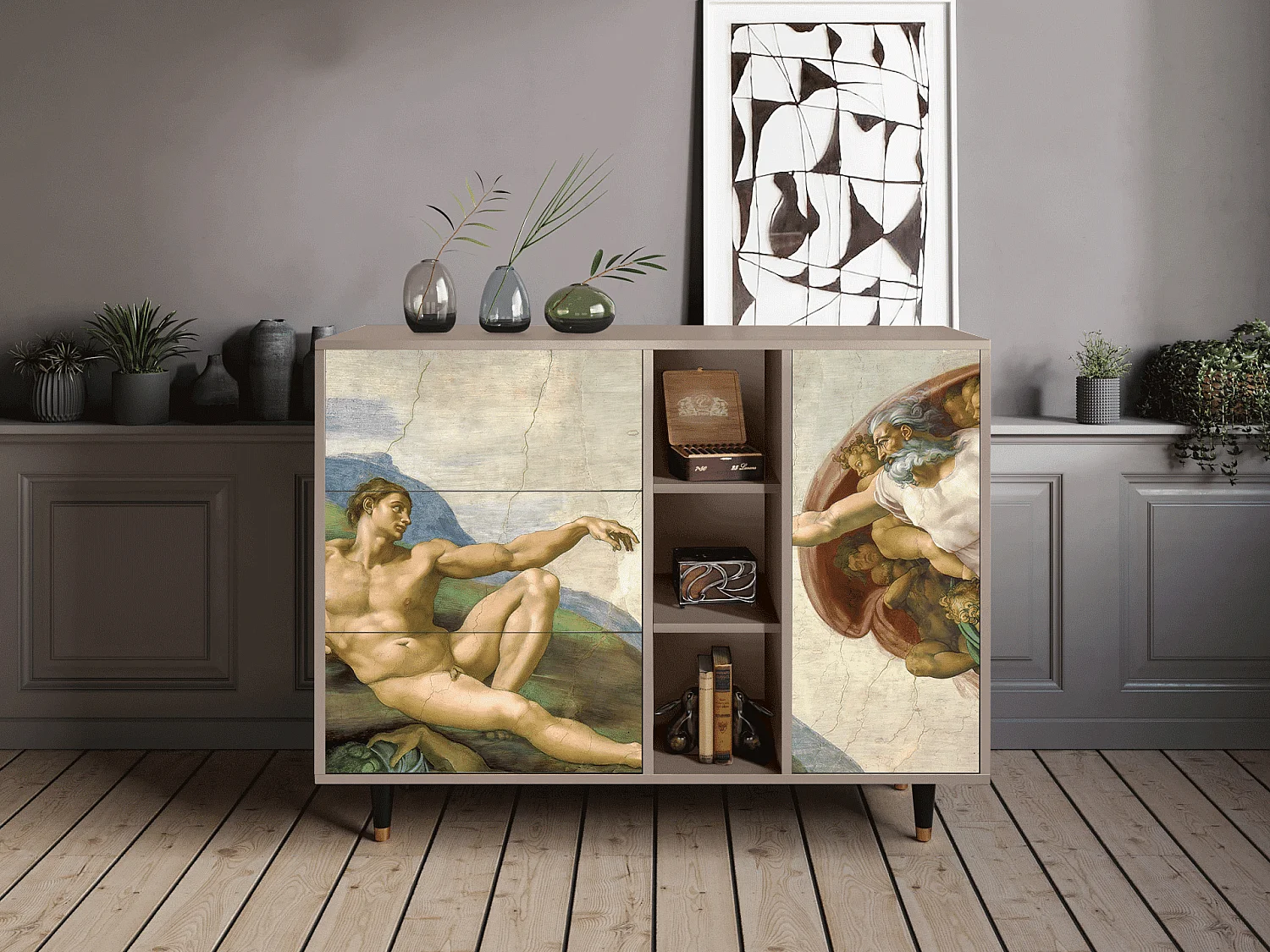 Dressoir - 125x98x48 cm - BS2 - The Creation of Adam, Latte