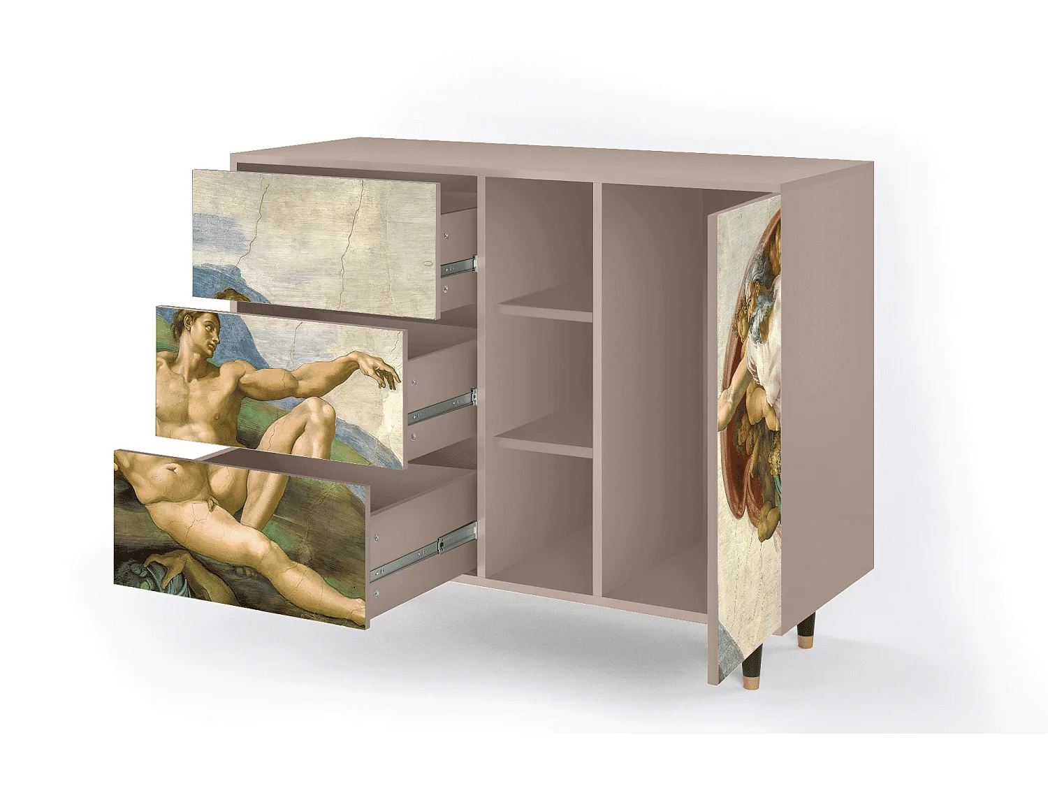 Dressoir - 125x98x48 cm - BS2 - The Creation of Adam, Latte