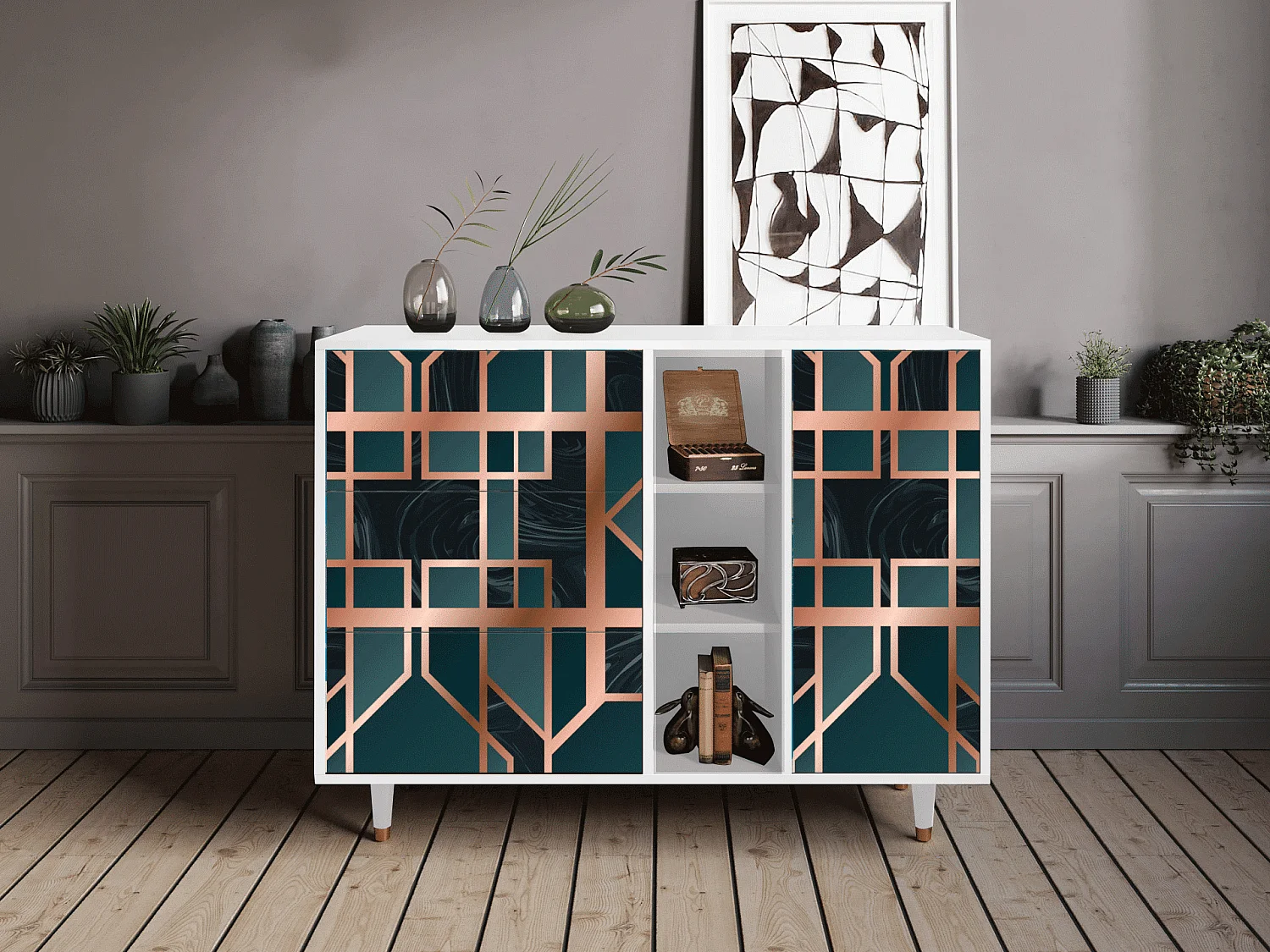 Kredens - 125x98x48 cm - BS2 - Emerald Metro, Biały