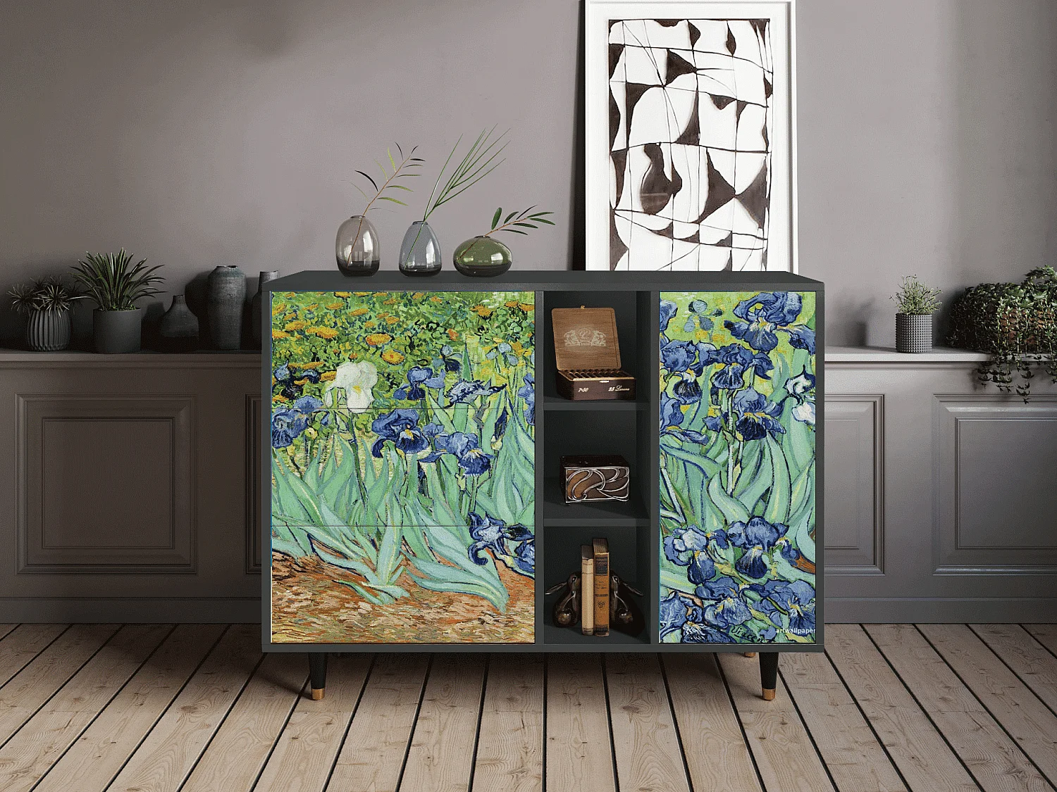 Sideboard - 125x98x48 cm - BS2 - Irises , Anthrazit