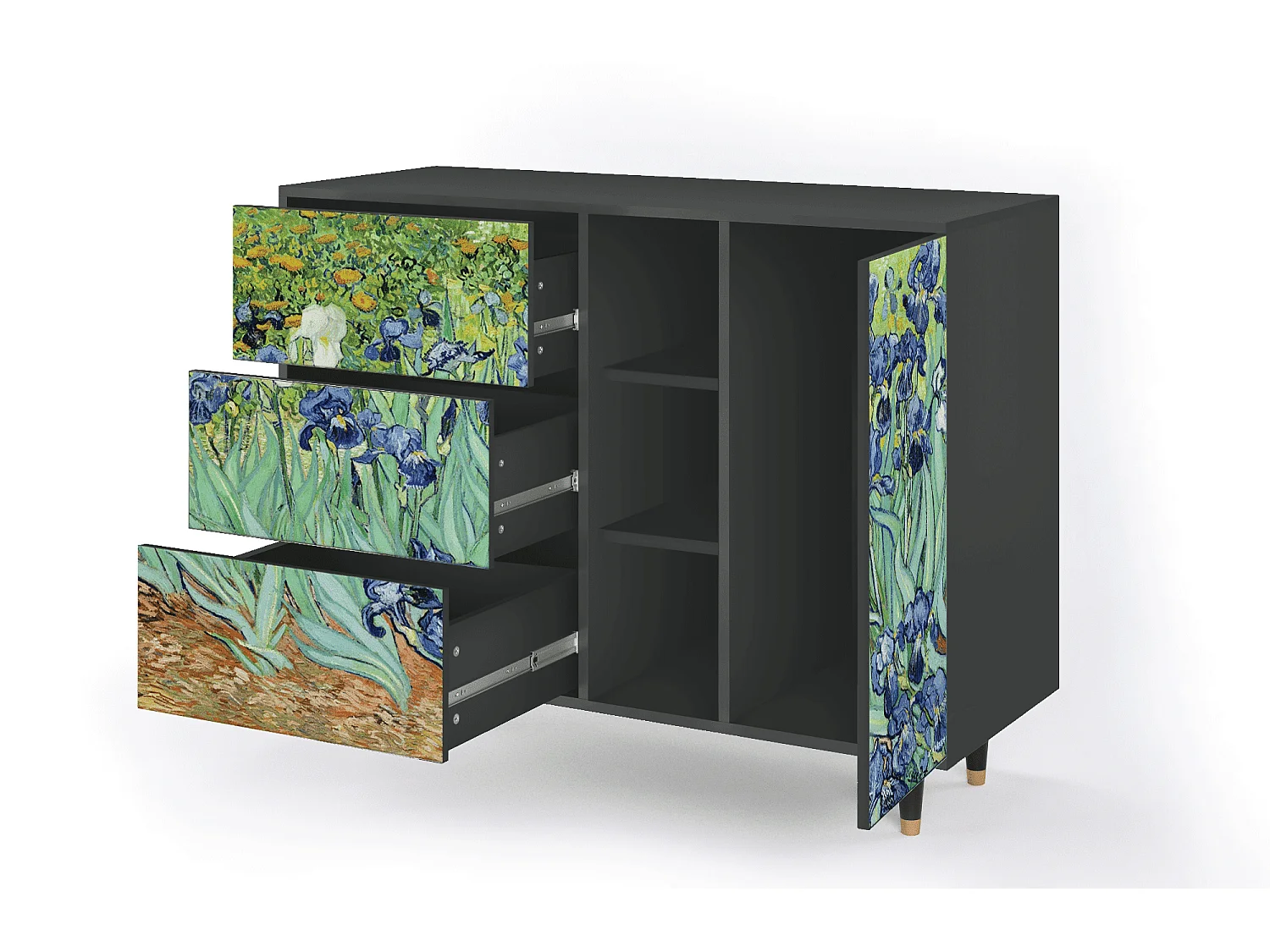 Sideboard - 125x98x48 cm - BS2 - Irises , Anthrazit