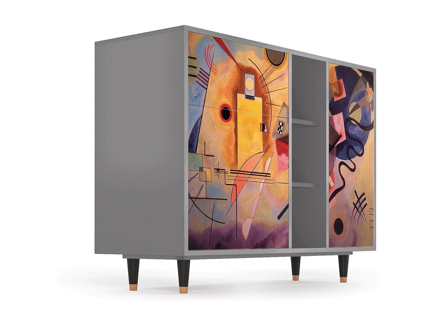 Kredens - 125x98x48 cm - BS2 - Modern Art, Szary