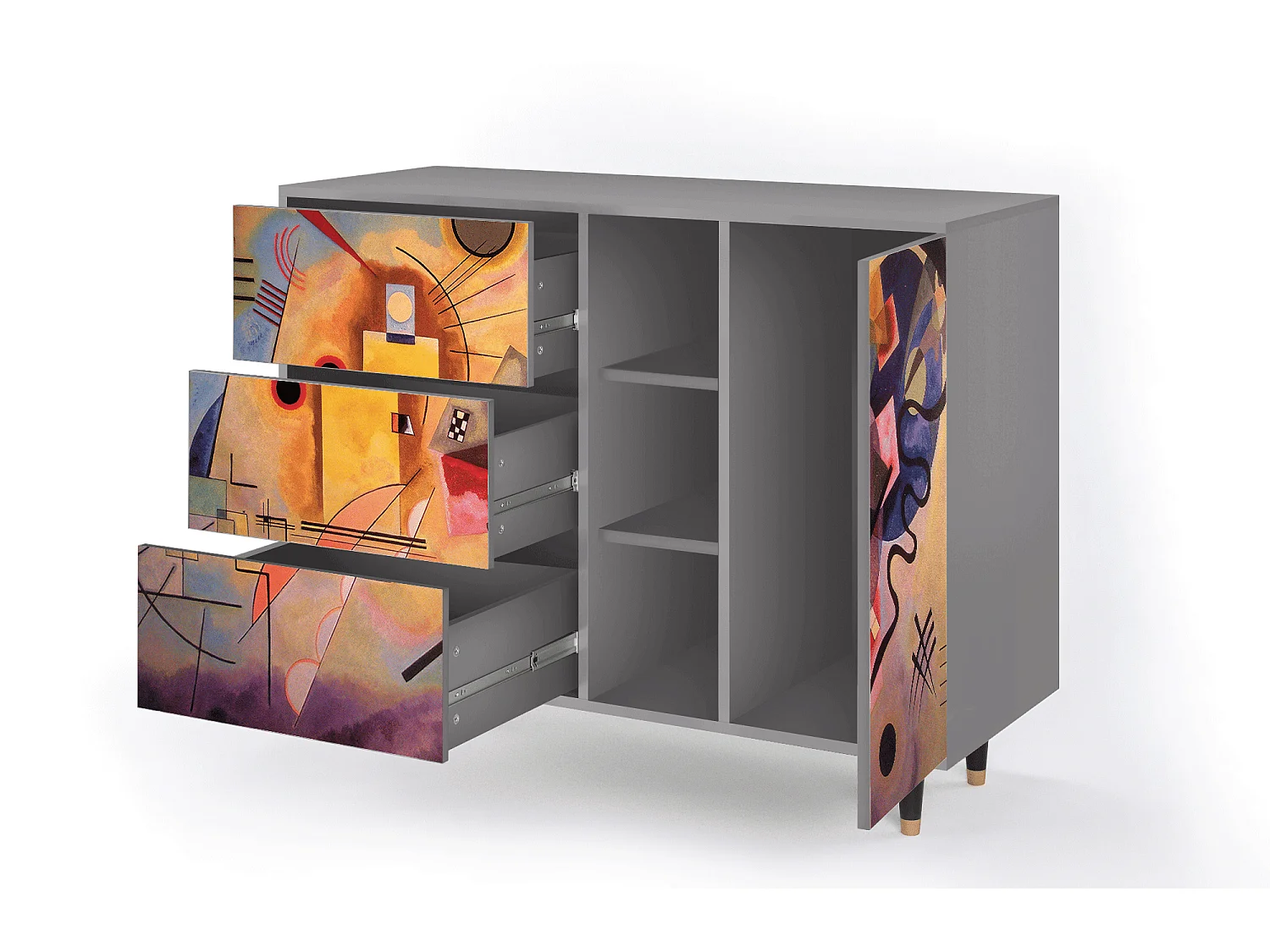 Kredens - 125x98x48 cm - BS2 - Modern Art, Szary