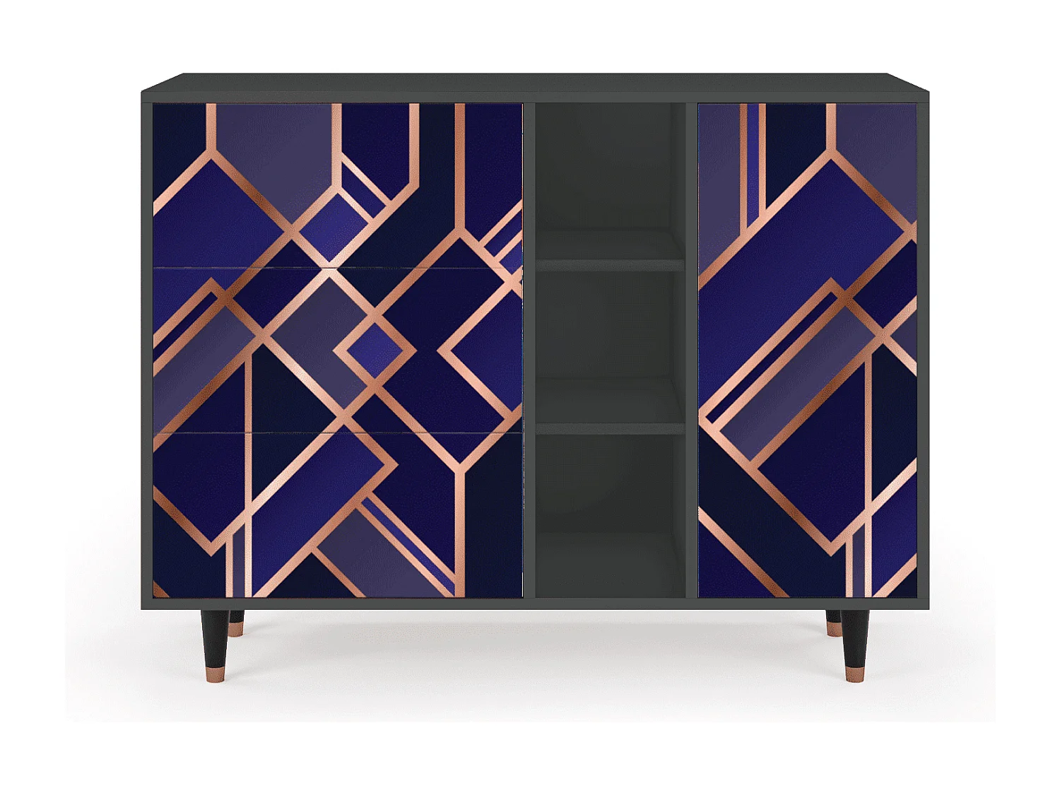 Buffet - 125x98x48 cm - BS2 - Aquamarine Getsby, Anthracite