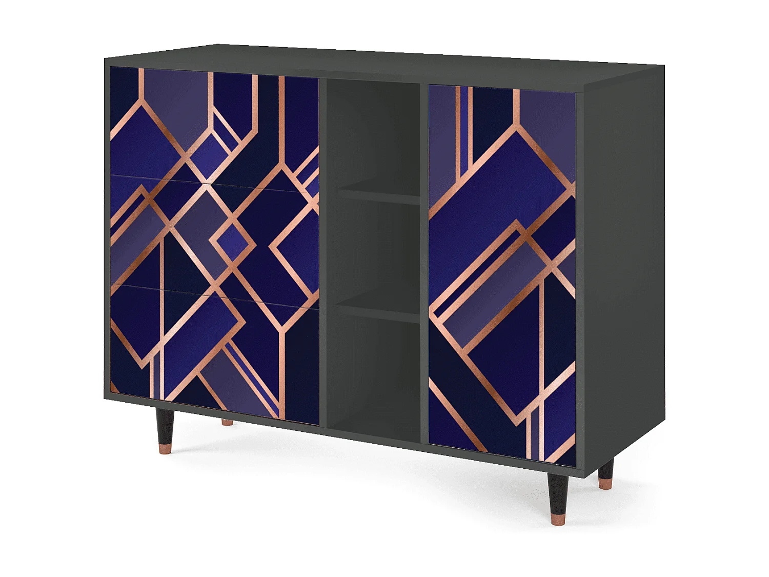 Buffet - 125x98x48 cm - BS2 - Aquamarine Getsby, Anthracite