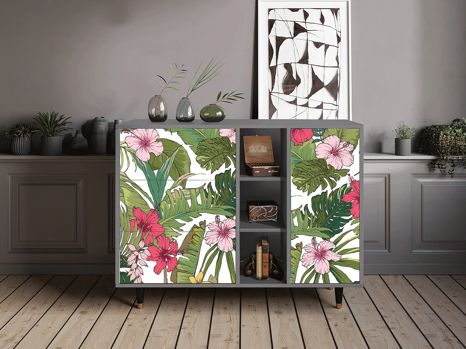 Buffet - 125x98x48 cm - BS2 - Verdant Tropics, Gris