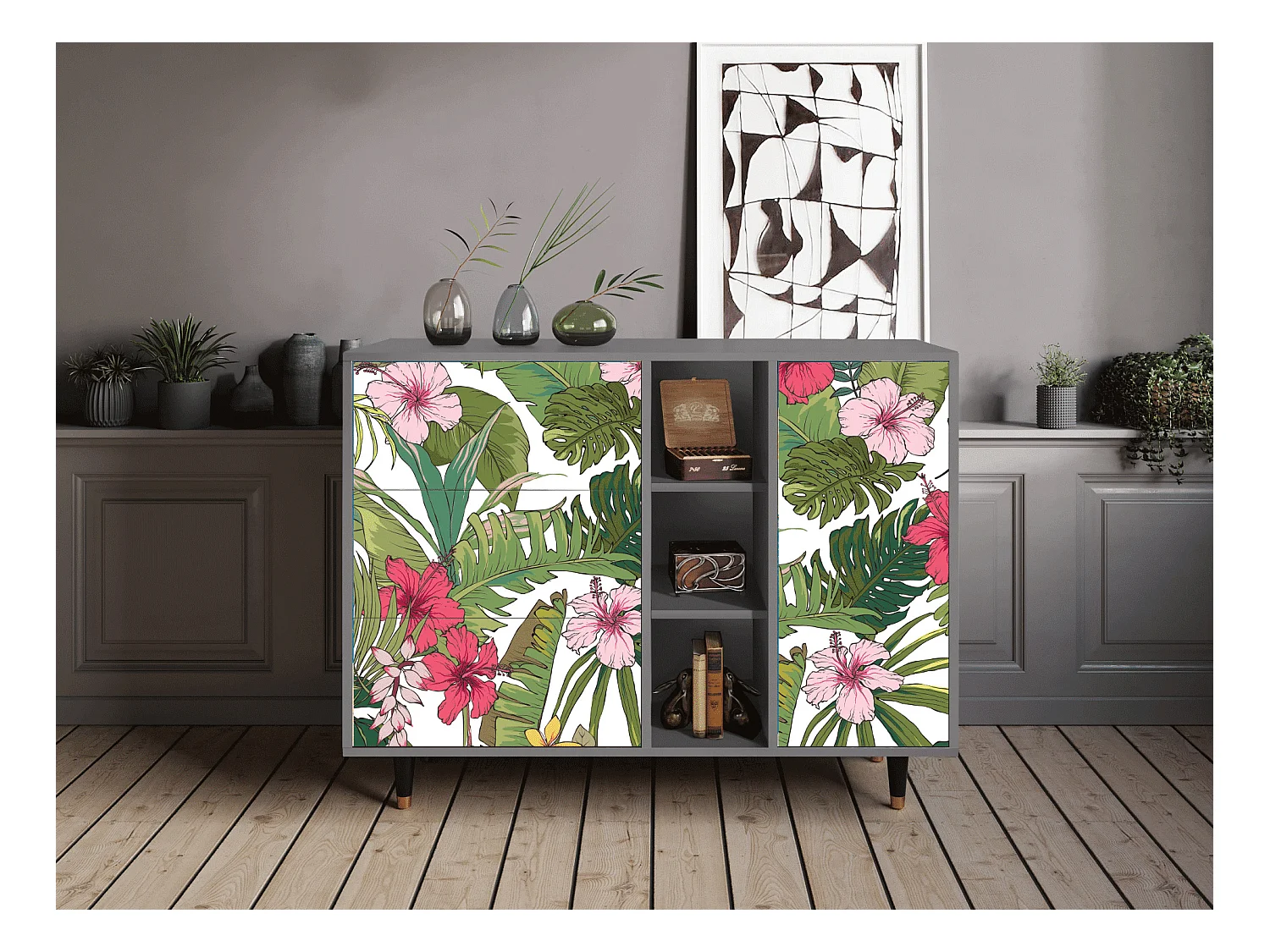 Aparador - 125x98x48 cm - BS2 - Verdant Tropics, Cinza