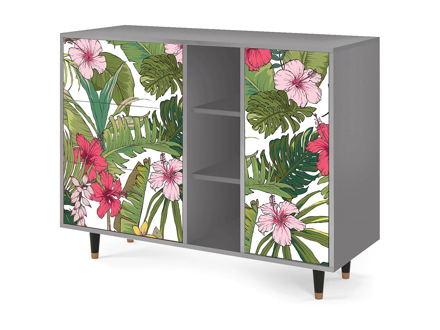 Kredens - 125x98x48 cm - BS2 - Verdant Tropics, Szary