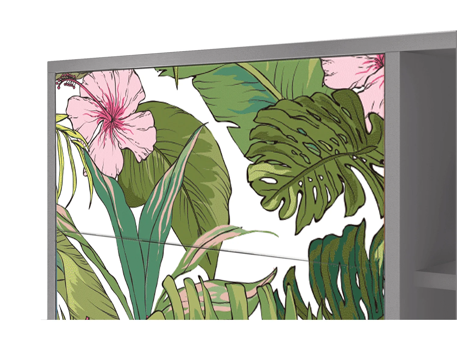 Kredens - 125x98x48 cm - BS2 - Verdant Tropics, Szary