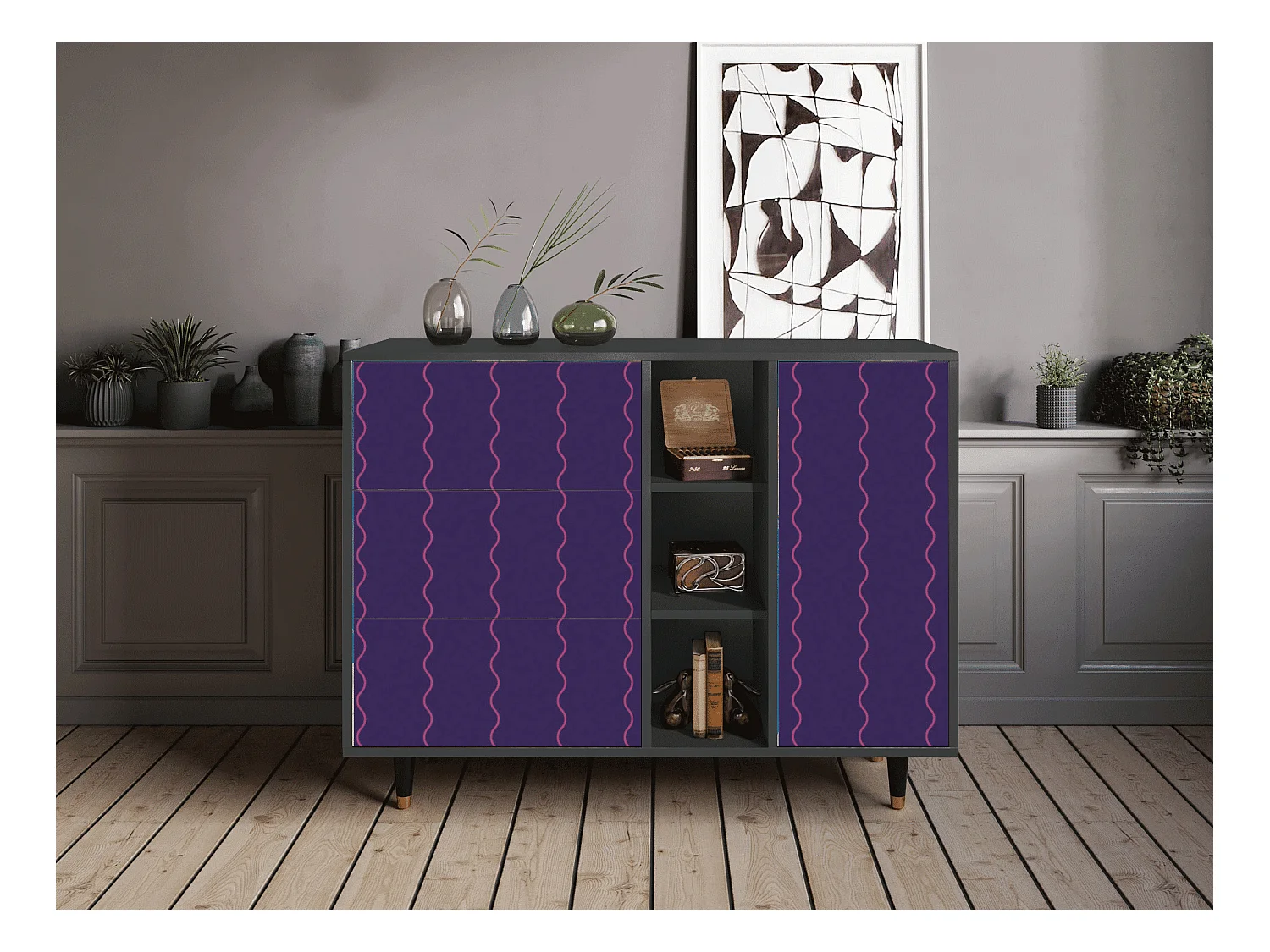 Aparador - 125x98x48 cm - BS2 - Grape Maccaroni, Antracita