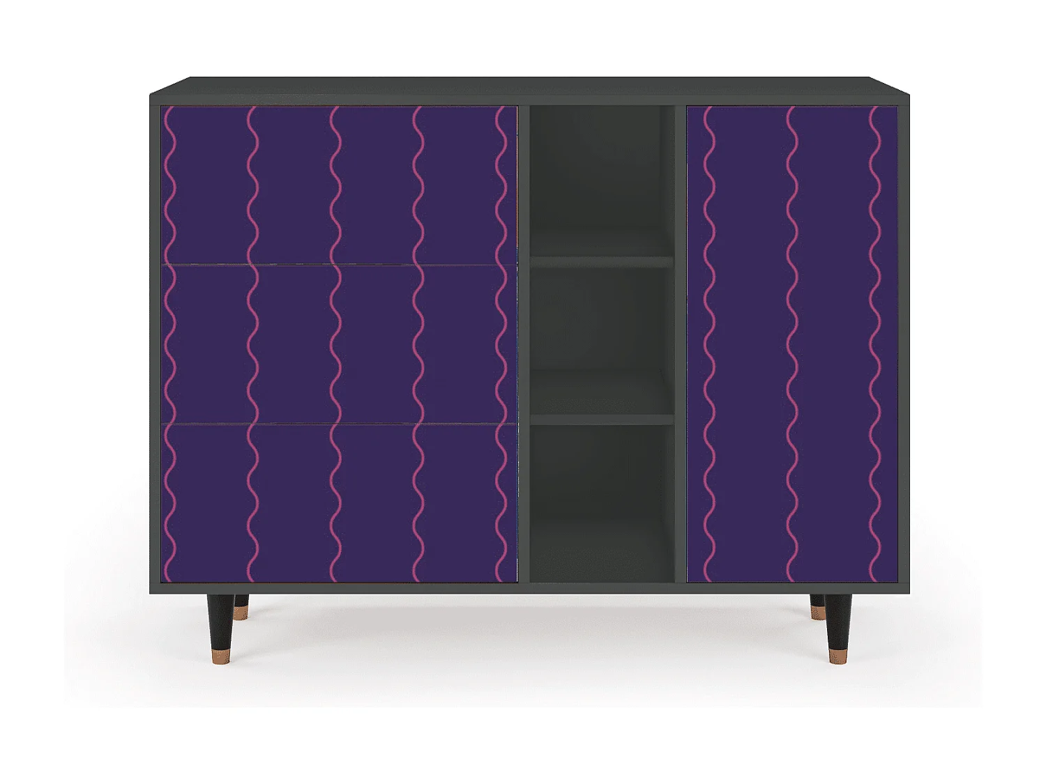 Kredens - 125x98x48 cm - BS2 - Grape Maccaroni, Antracyt