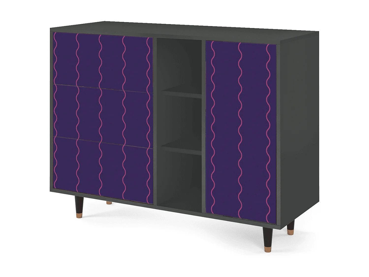 Kredens - 125x98x48 cm - BS2 - Grape Maccaroni, Antracyt
