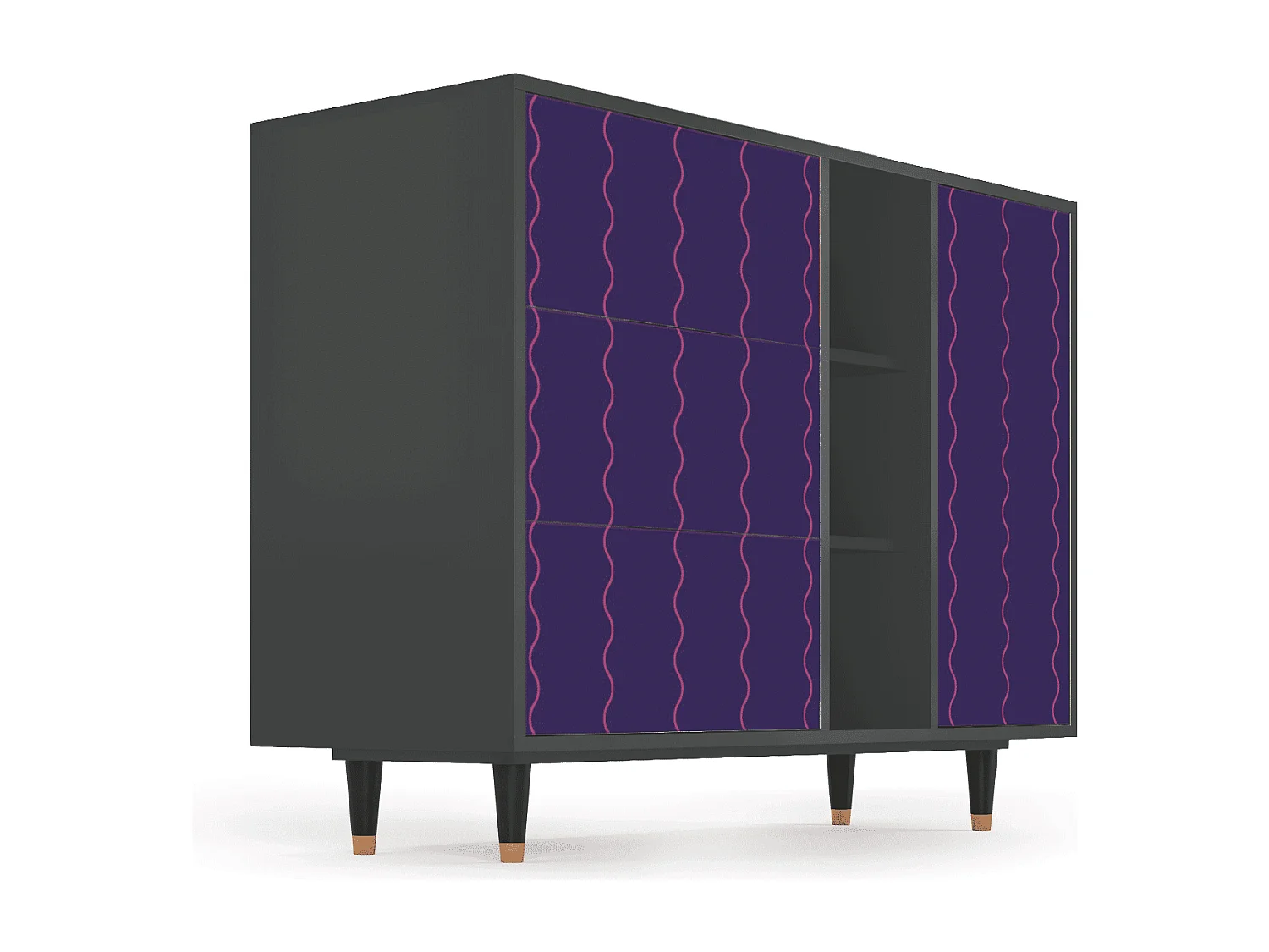 Kredens - 125x98x48 cm - BS2 - Grape Maccaroni, Antracyt