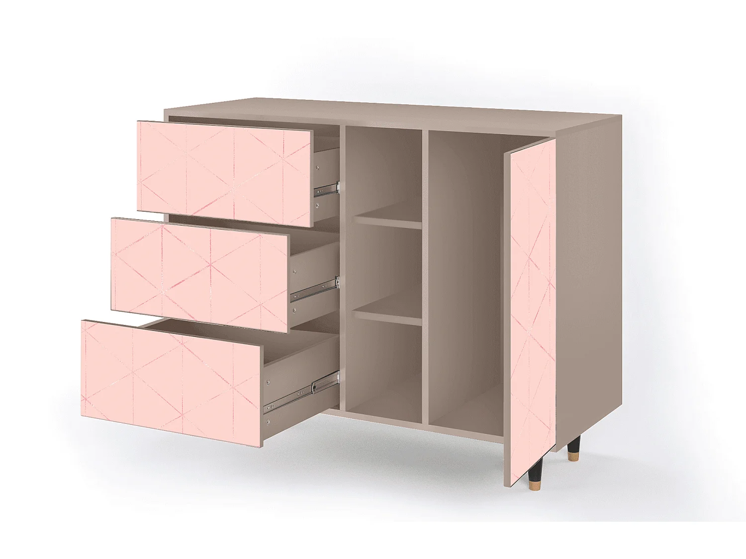 Buffet - 125x98x48 cm - BS2 - Rose Quartz, Latte