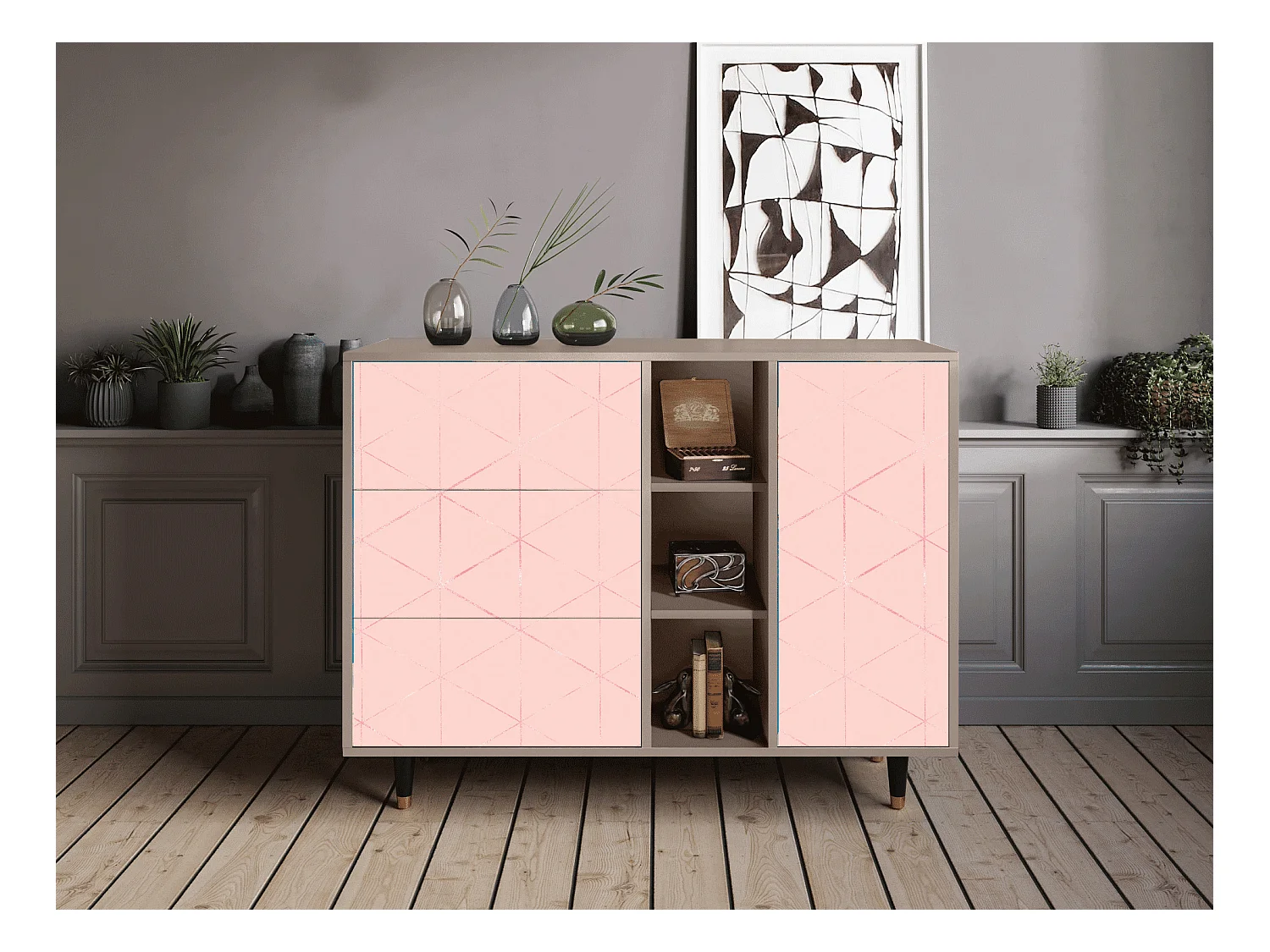 Credenza - 125x98x48 cm - BS2 - Rose Quartz, Latte