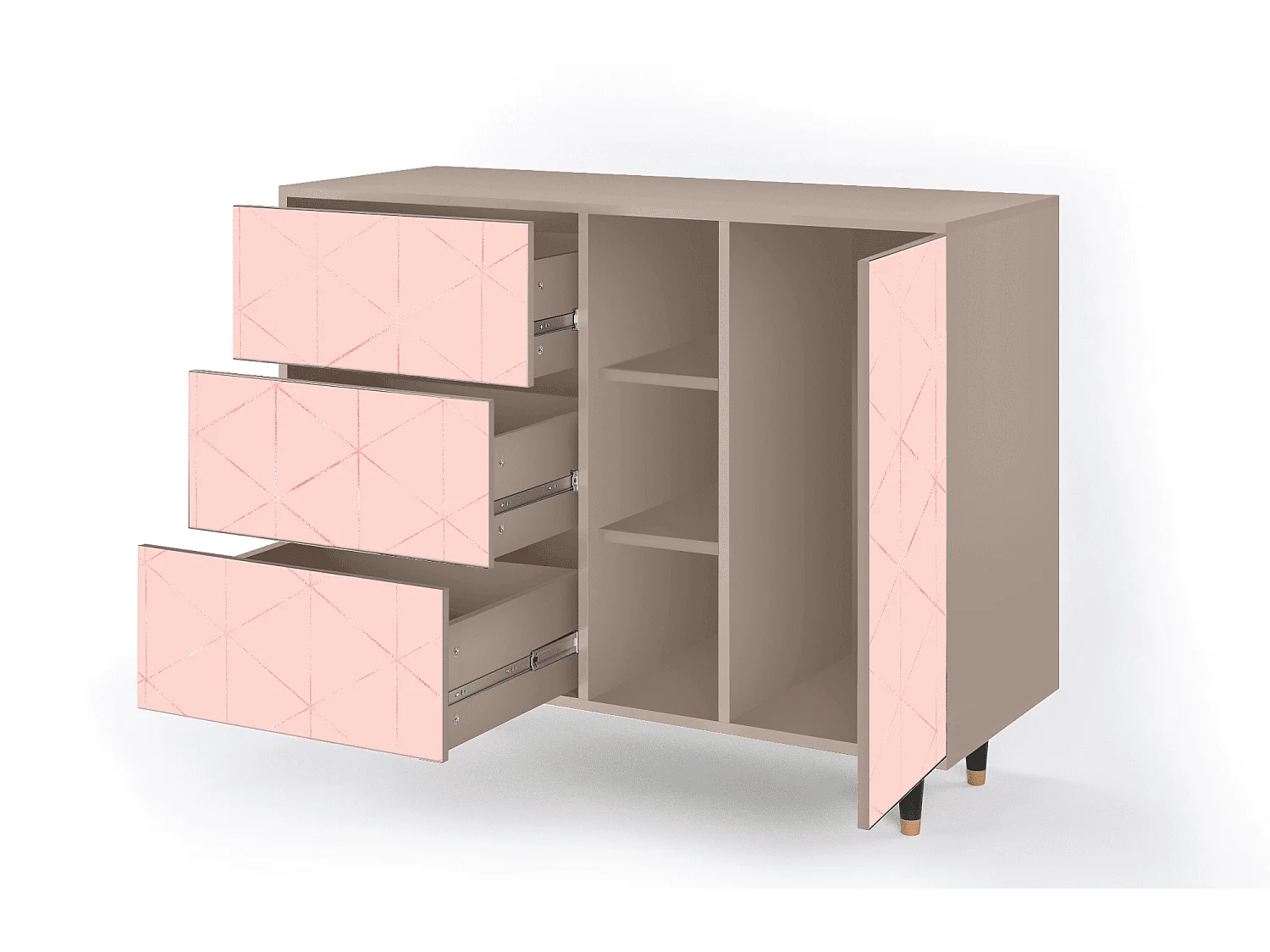 Buffet - 125x98x48 cm - BS2 - Rose Quartz, Latte