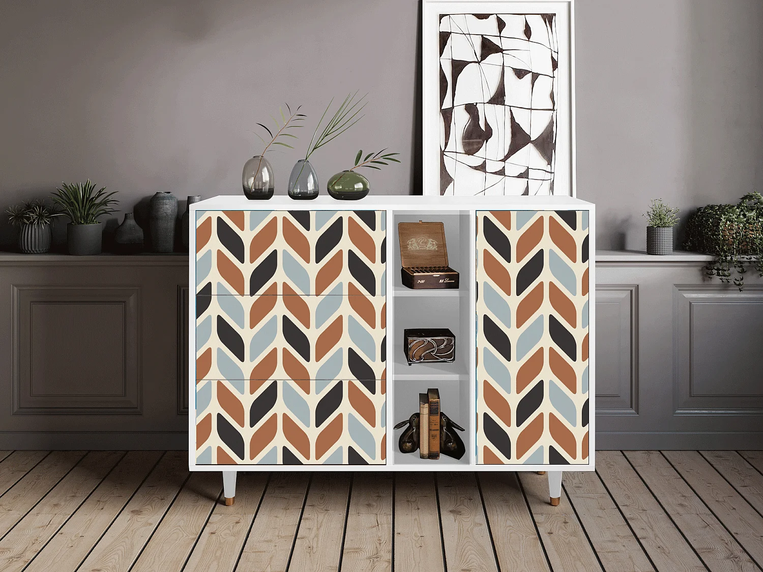 Kredens - 125x98x48 cm - BS2 - Beige Laure, Biały