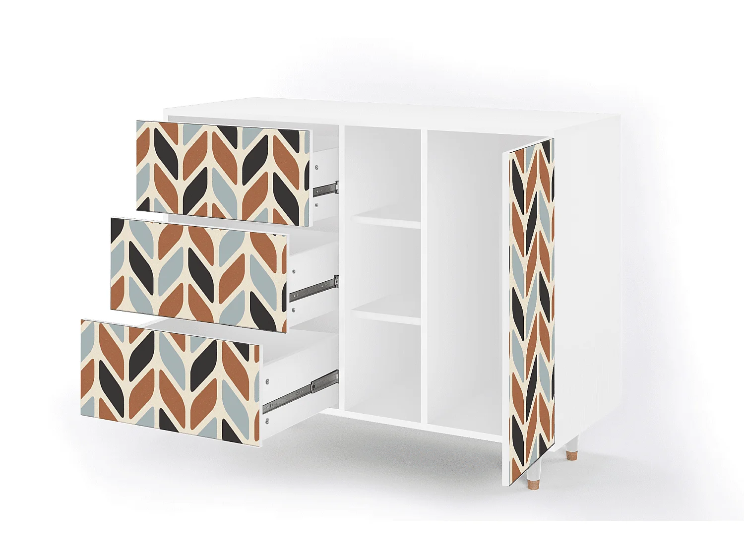 Kredens - 125x98x48 cm - BS2 - Beige Laure, Biały