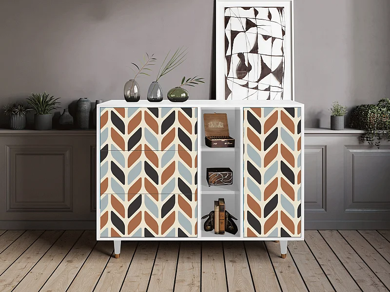 Kredens - 125x98x48 cm - BS2 - Beige Laure, Biały