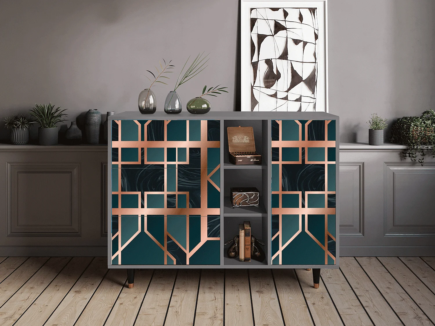 Dressoir - 125x98x48 cm - BS2 - Emerald Metro, Grijs