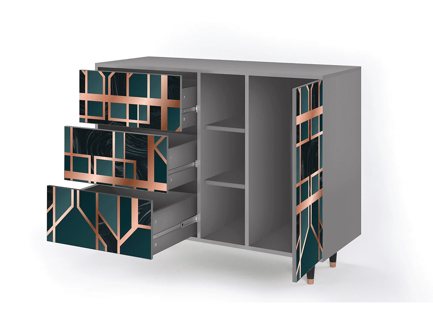 Buffet - 125x98x48 cm - BS2 - Emerald Metro, Gris